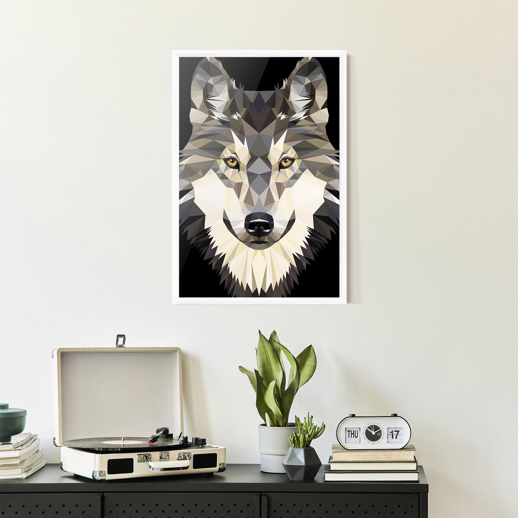Рамкиран постер Pretty Wolf Head mockup 2