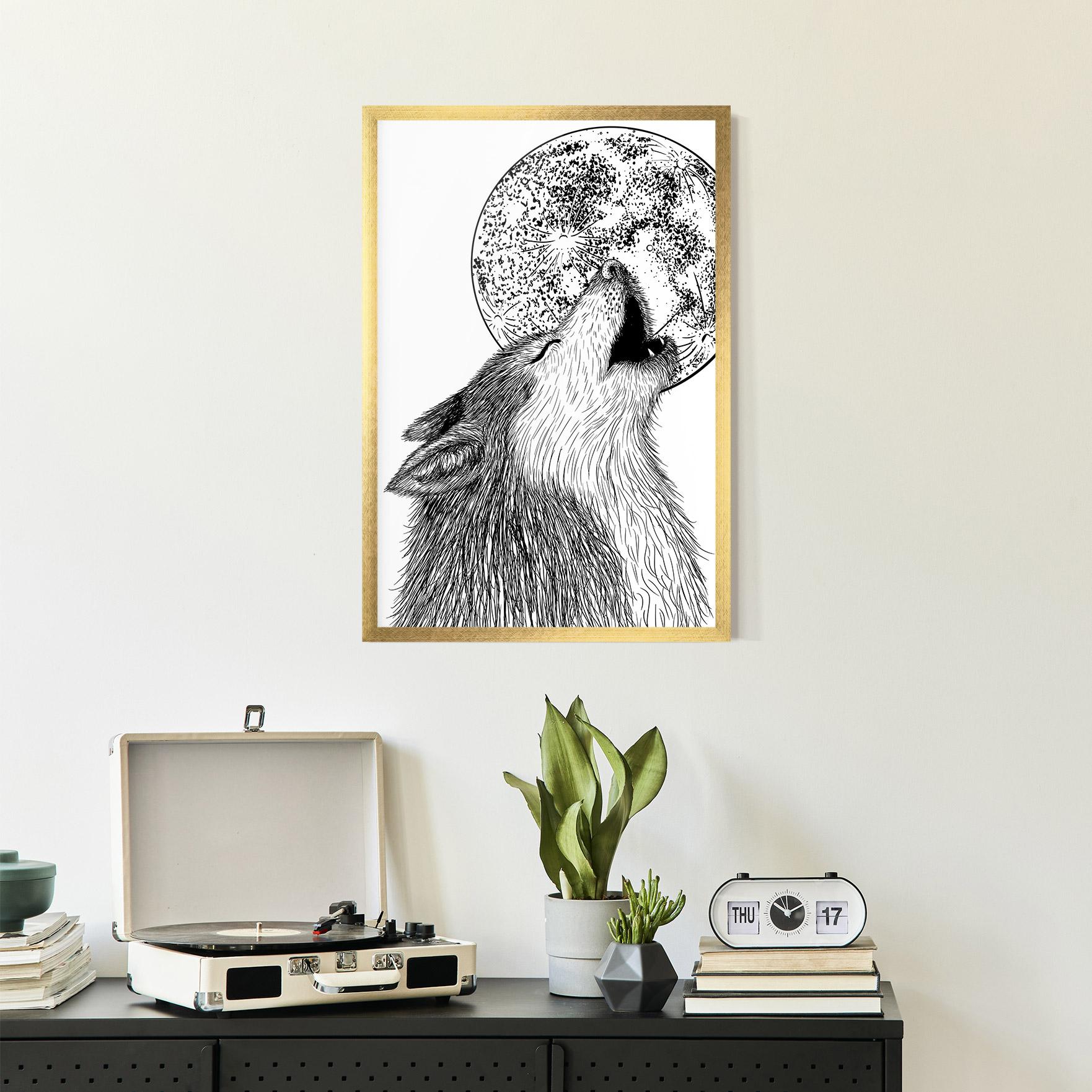 Рамкиран постер Pretty Moon Wolf mockup 2
