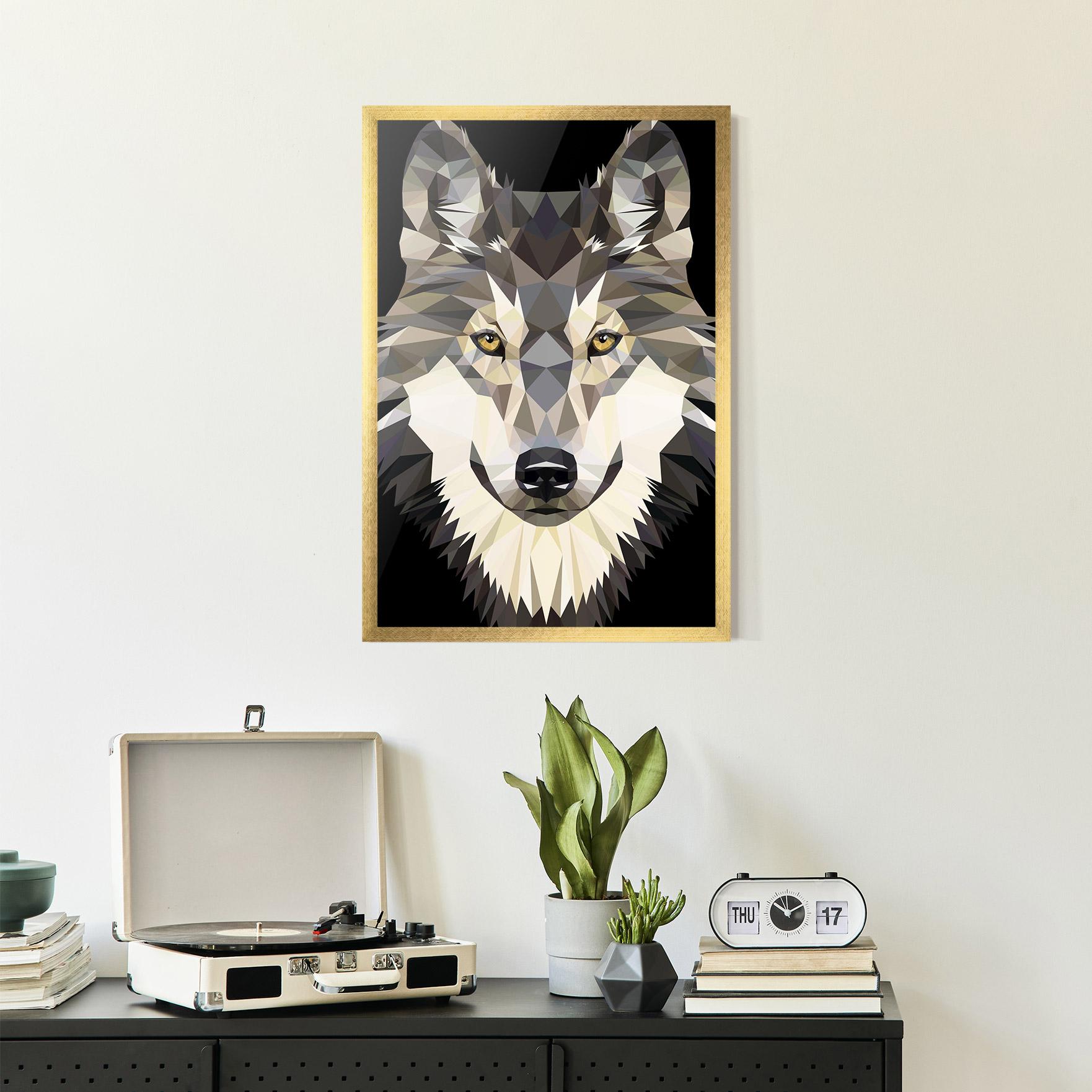 Рамкиран постер Pretty Wolf Head mockup 2