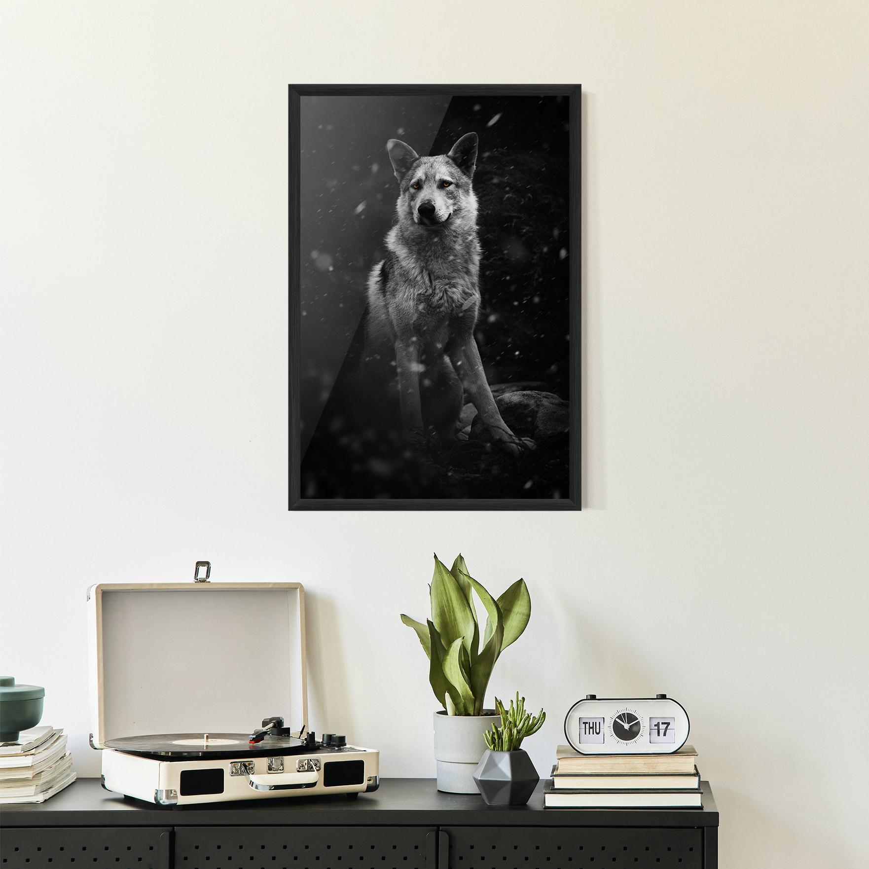 Рамкиран постер Sitting Wolf mockup 2