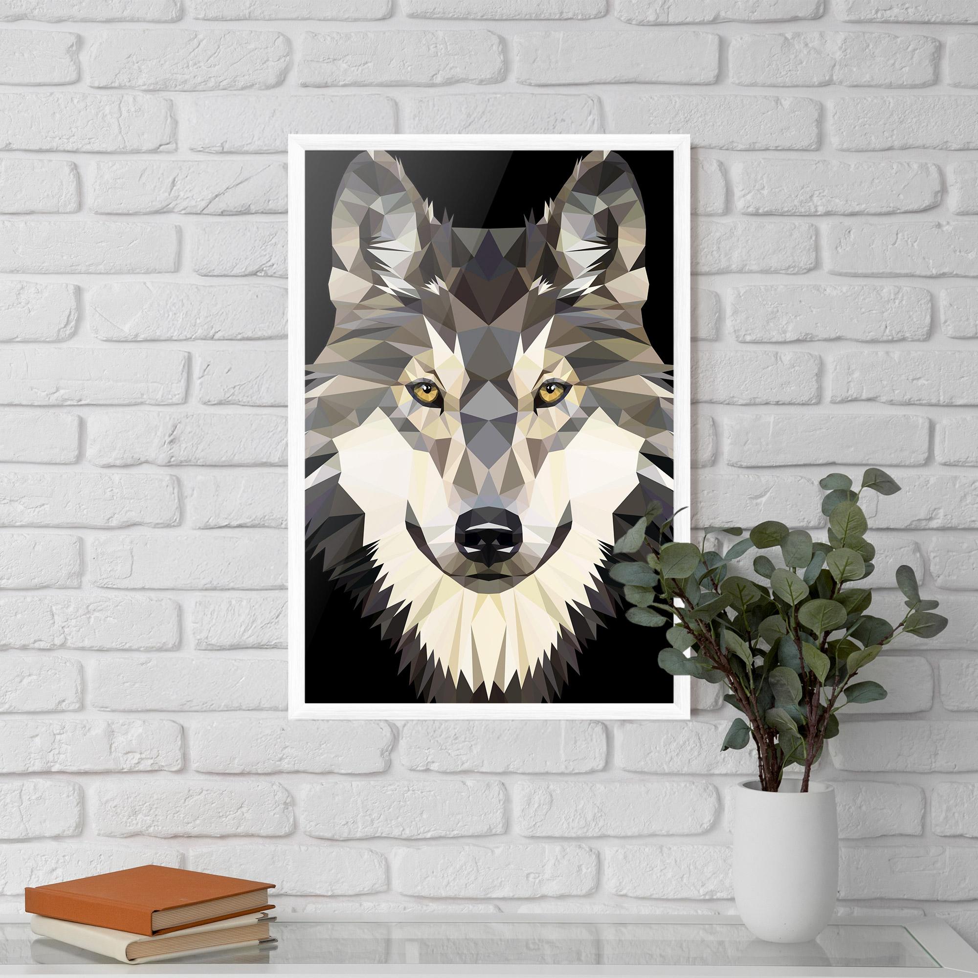 Рамкиран постер Pretty Wolf Head mockup 5