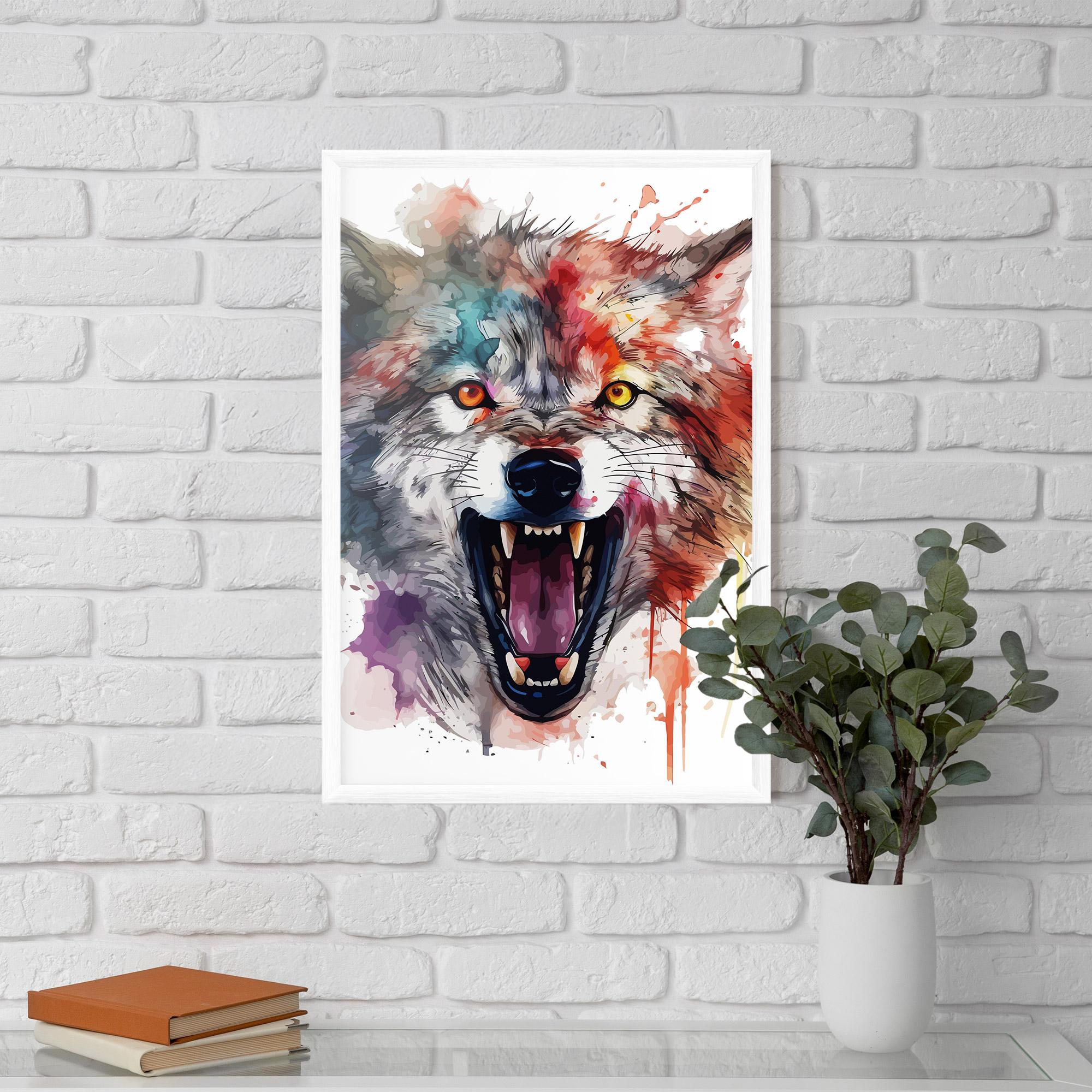 Рамкиран постер Watercolor Angry Wolf mockup 5