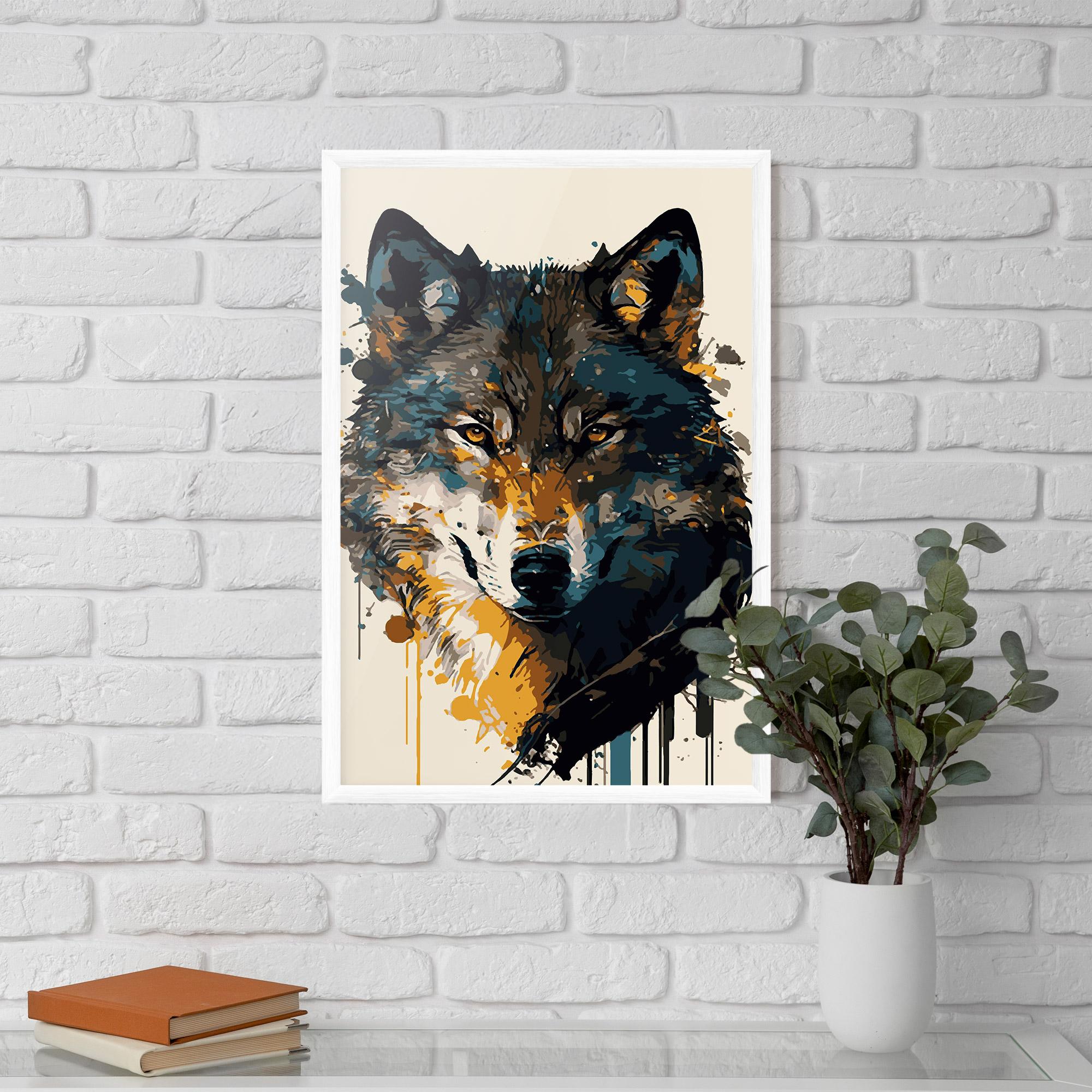Рамкиран постер Wolf Head Art mockup 5