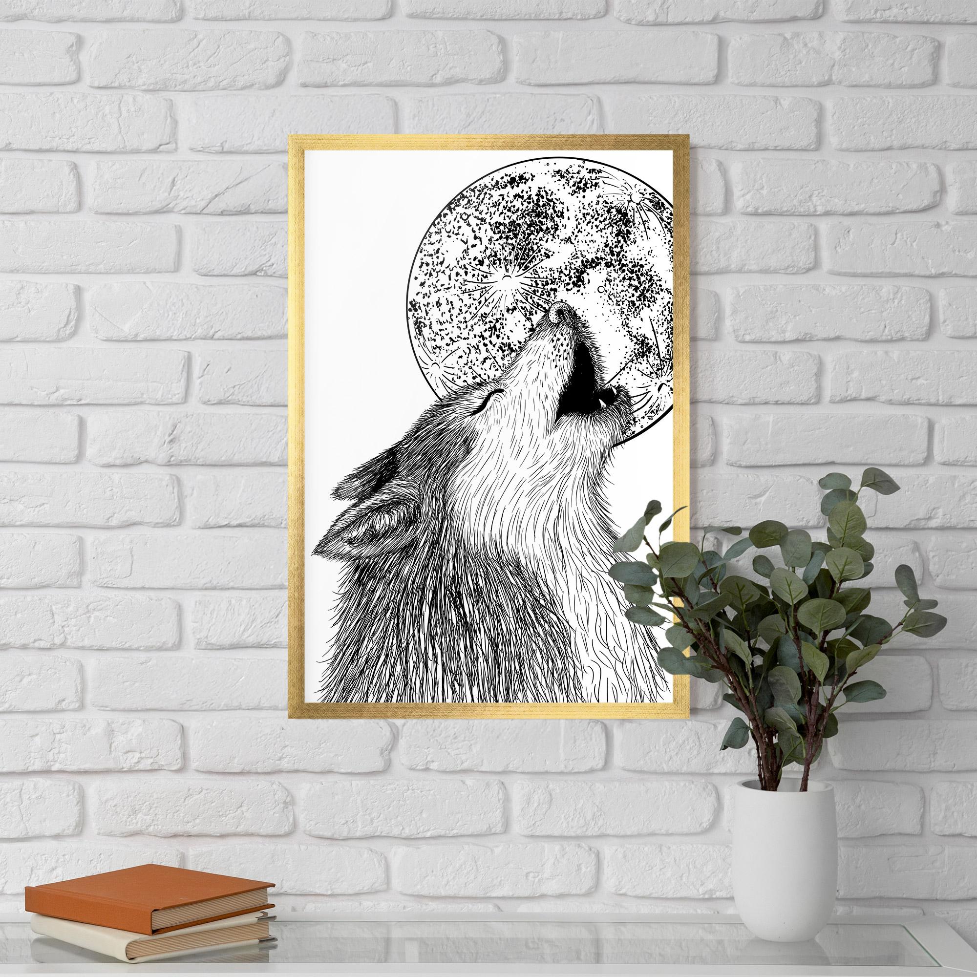 Рамкиран постер Pretty Moon Wolf mockup 5