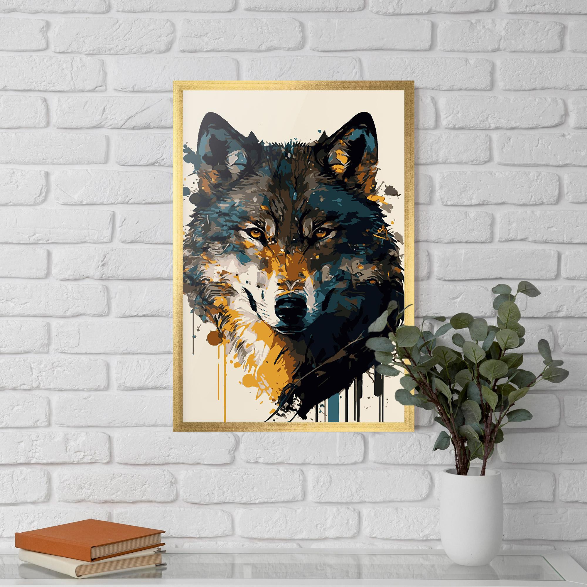Рамкиран постер Wolf Head Art mockup 5