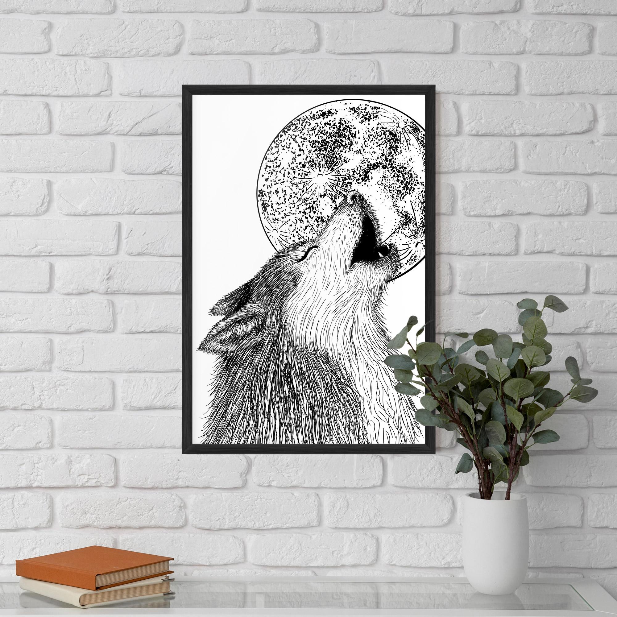 Рамкиран постер Pretty Moon Wolf mockup 5