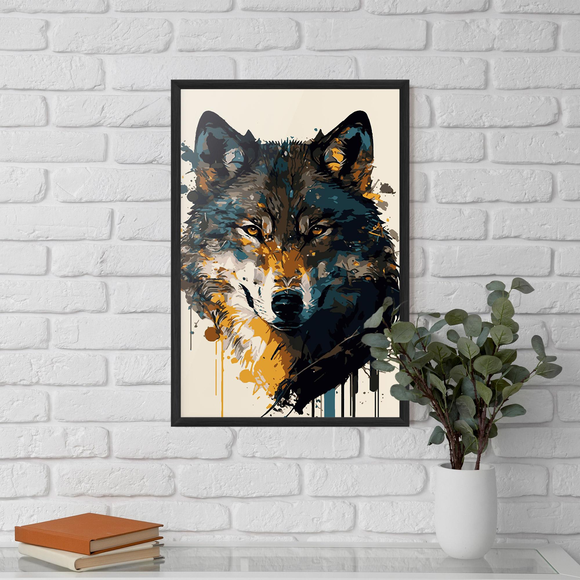Рамкиран постер Wolf Head Art mockup 5