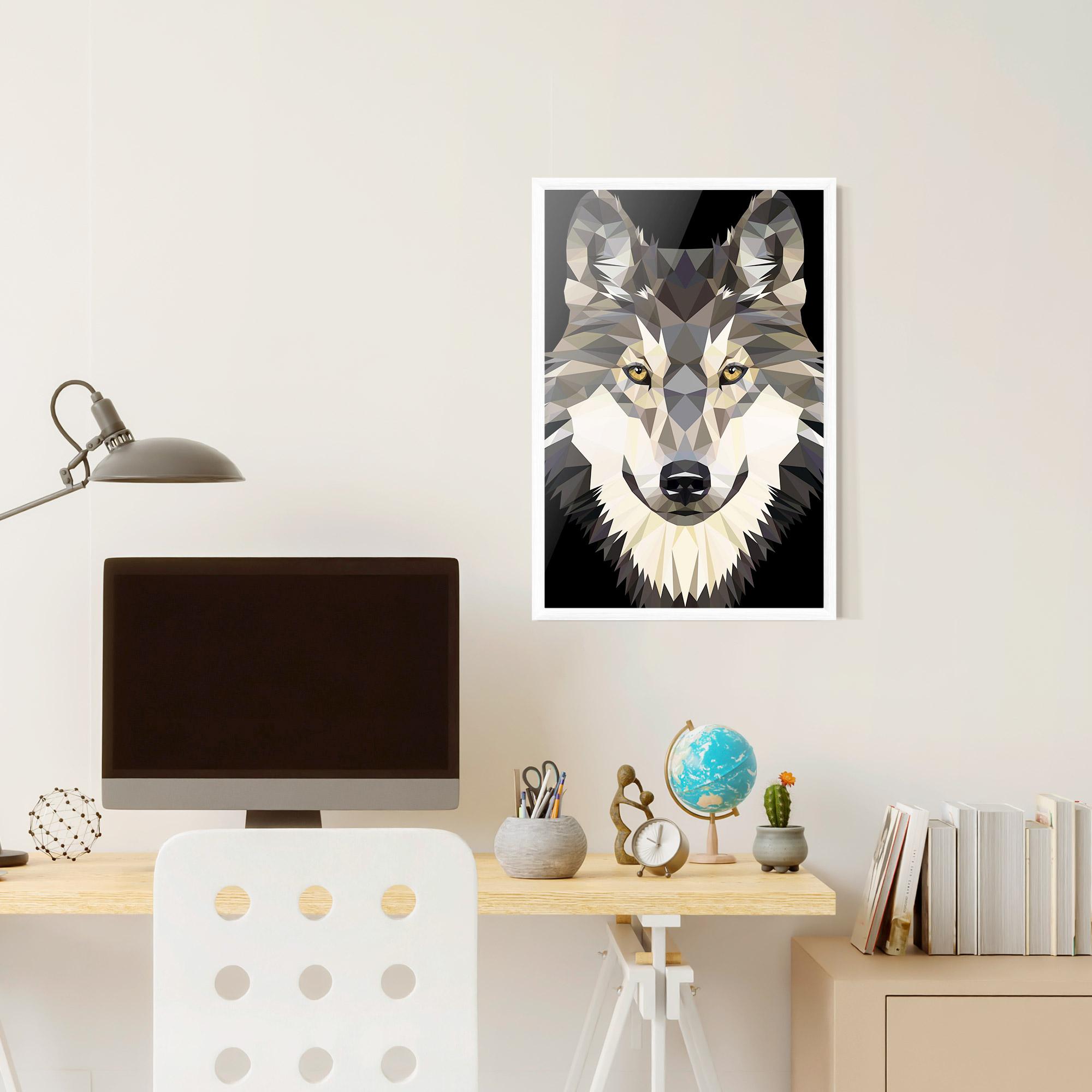 Рамкиран постер Pretty Wolf Head mockup 6