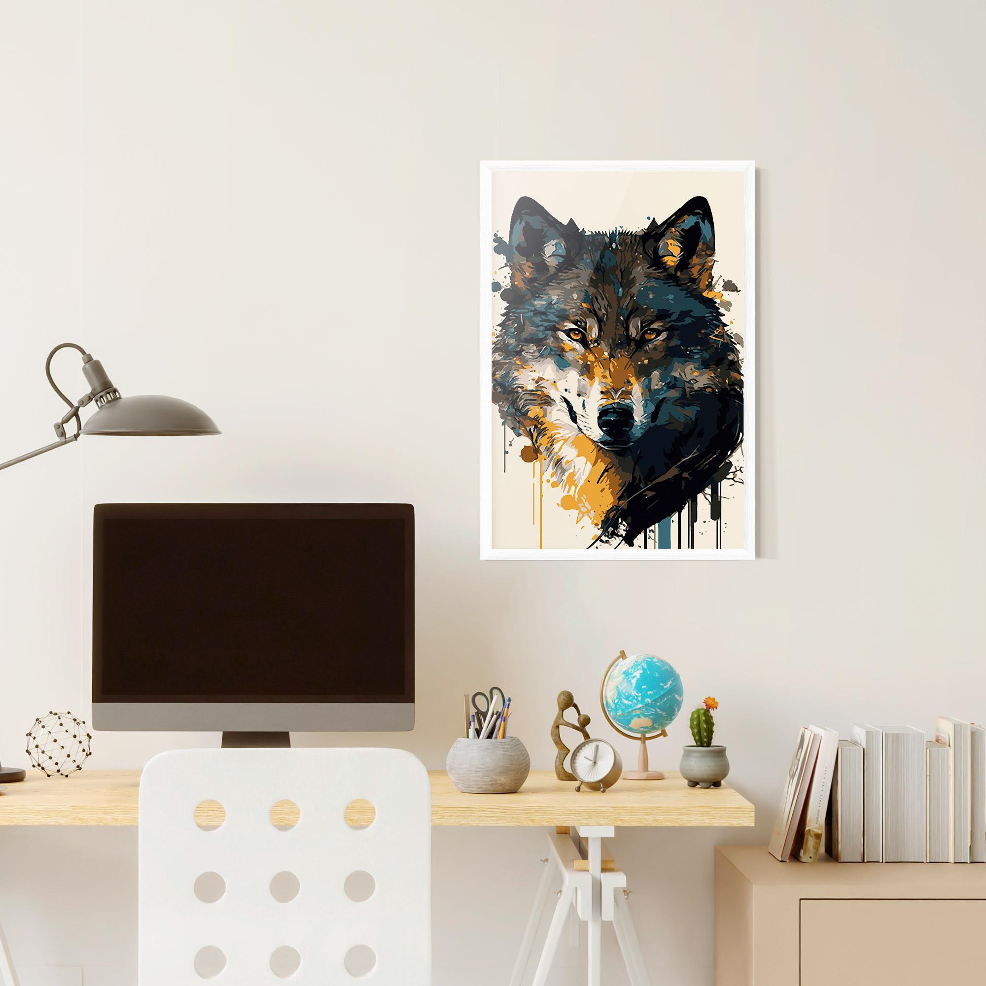 Рамкиран постер Wolf Head Art mockup 6