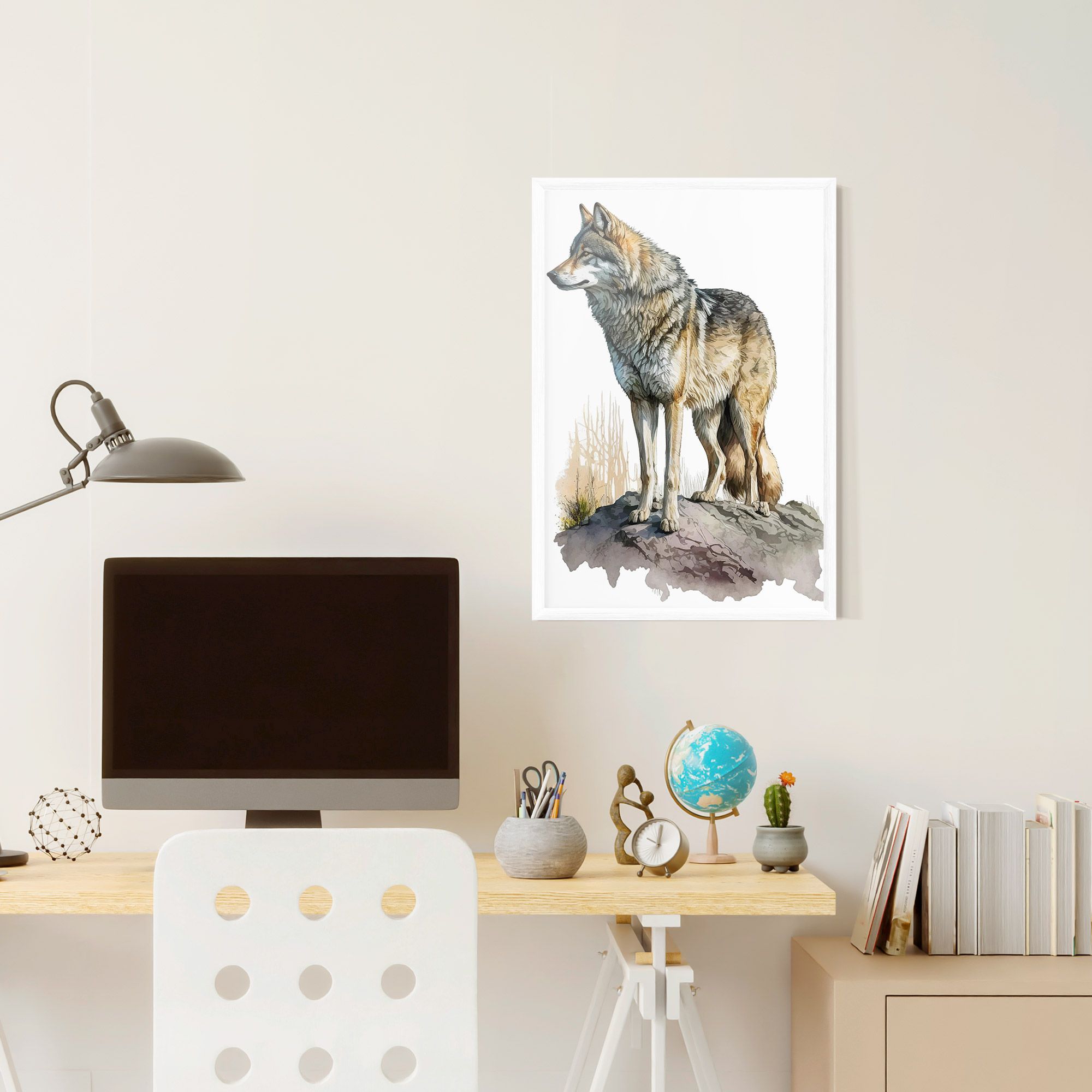 Wolf On Rock mockup 6