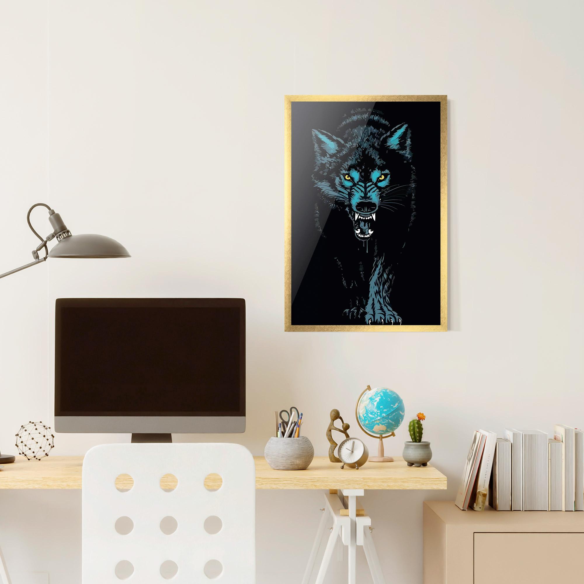 Рамкиран постер Blue Wolf mockup 6