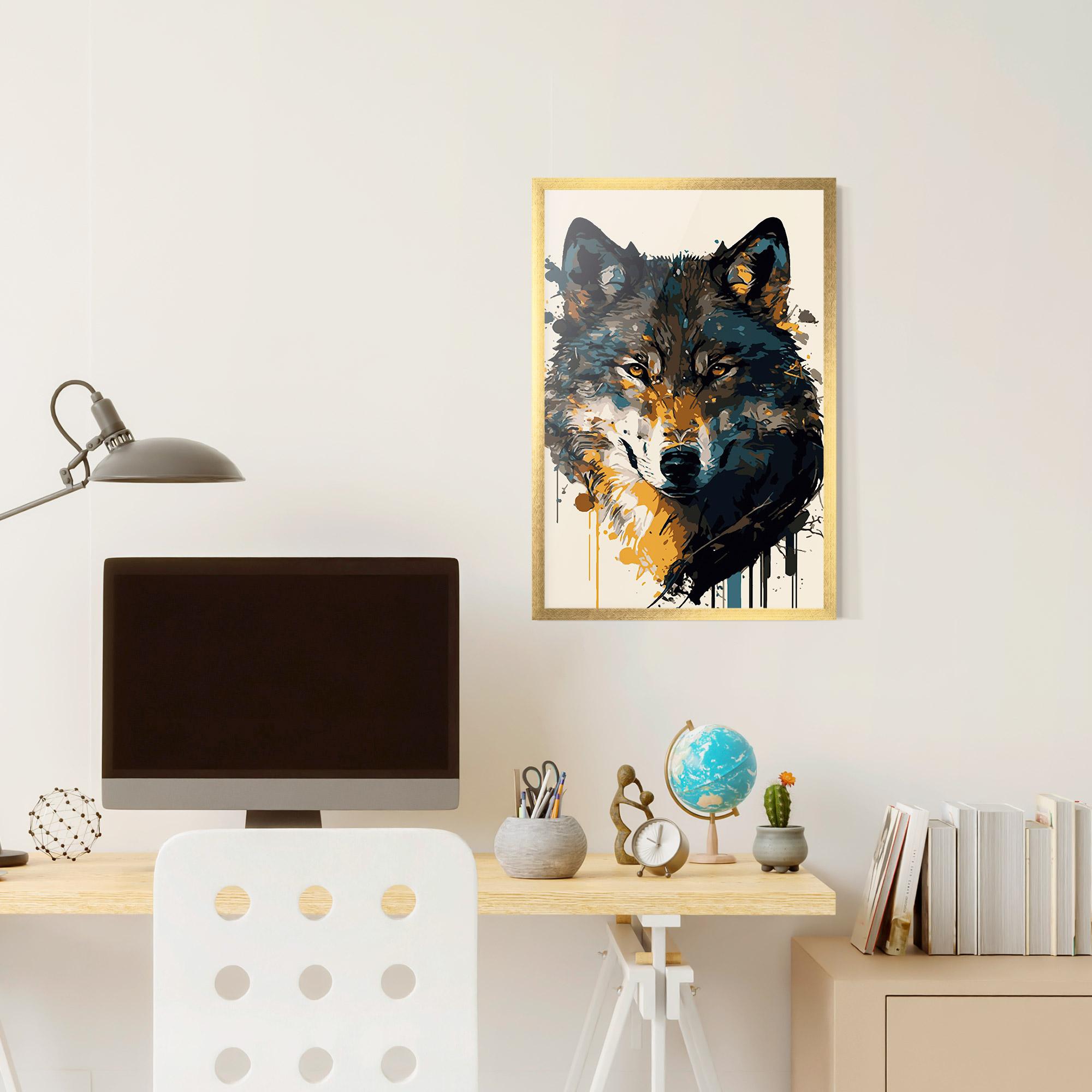 Рамкиран постер Wolf Head Art mockup 6