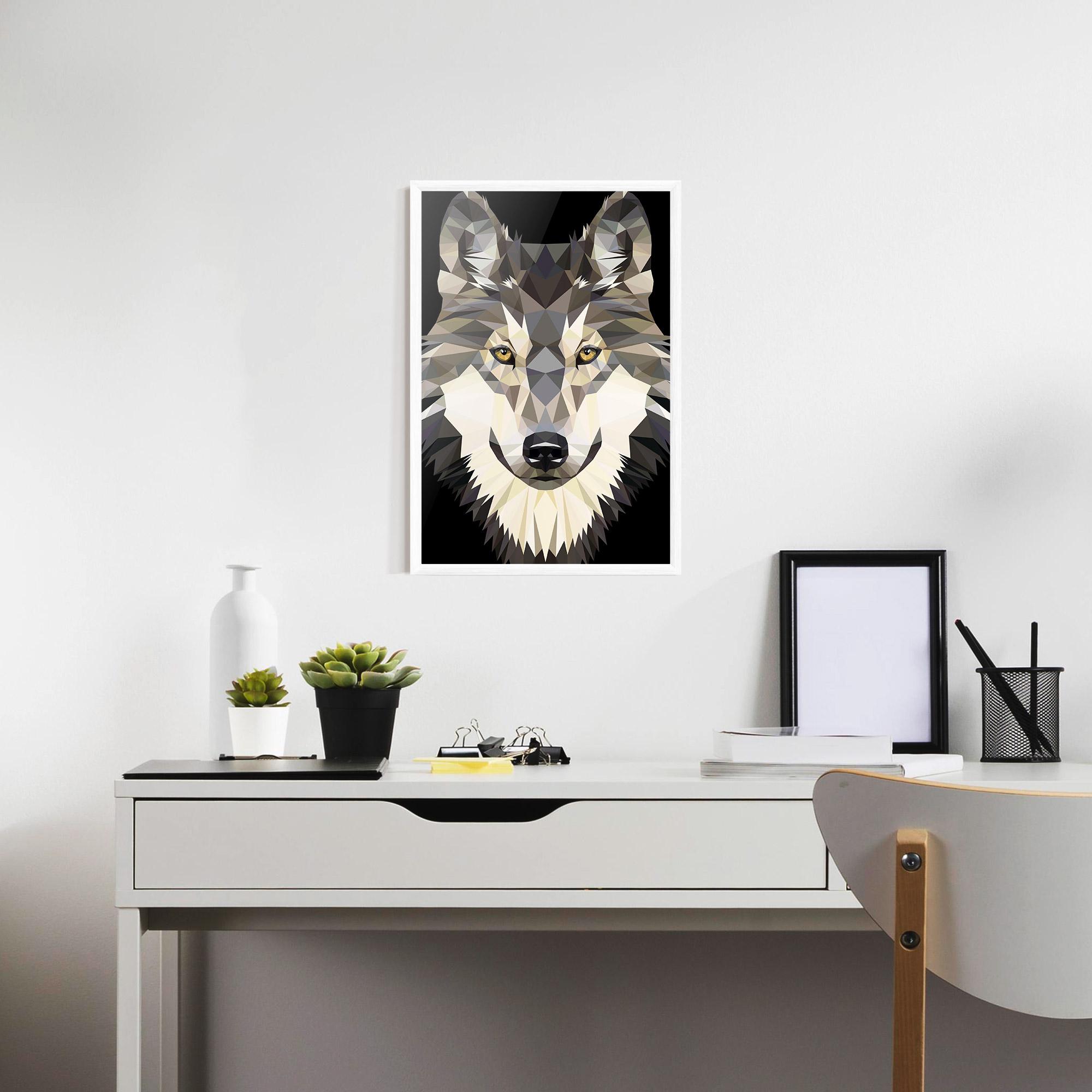 Рамкиран постер Pretty Wolf Head mockup 7