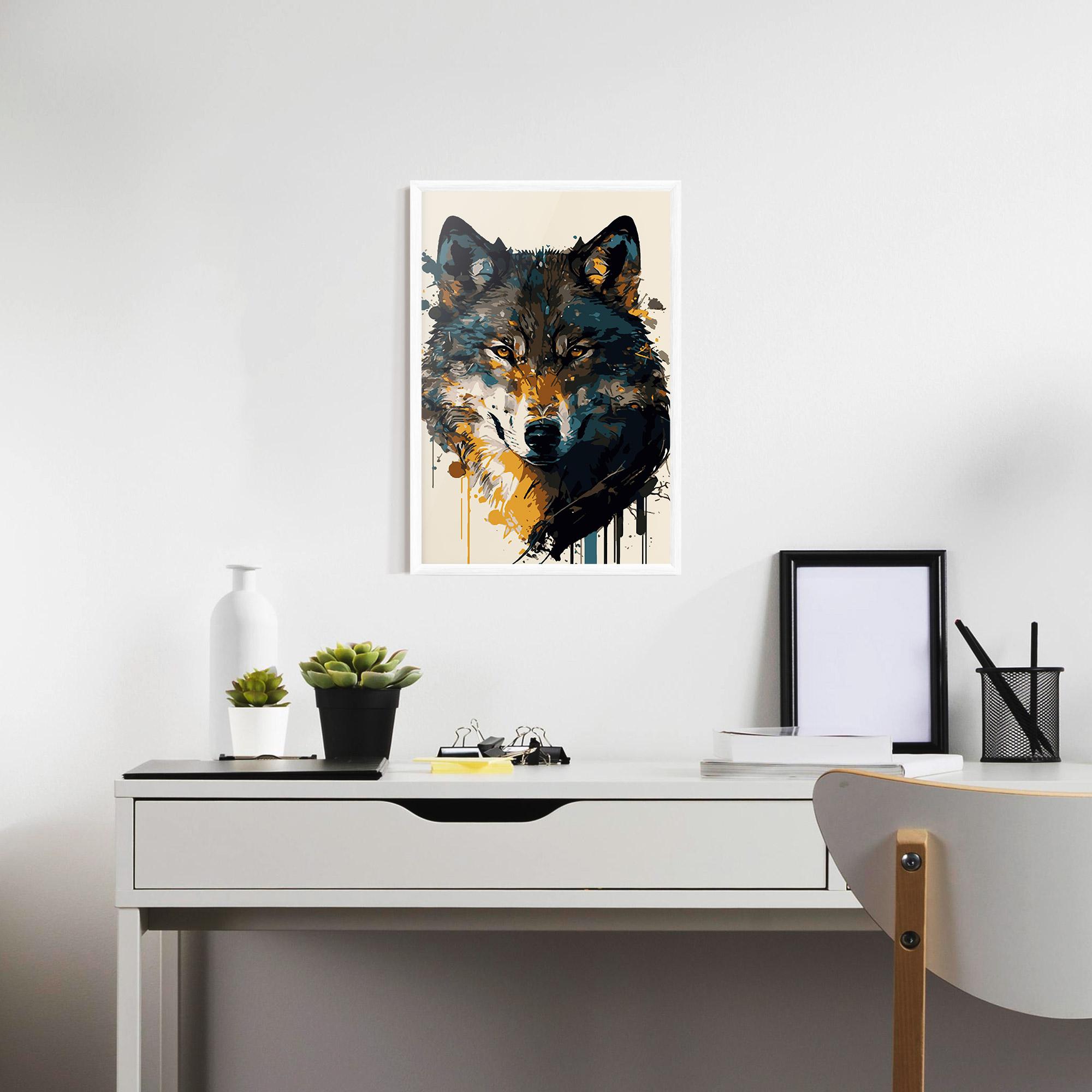 Рамкиран постер Wolf Head Art mockup 7
