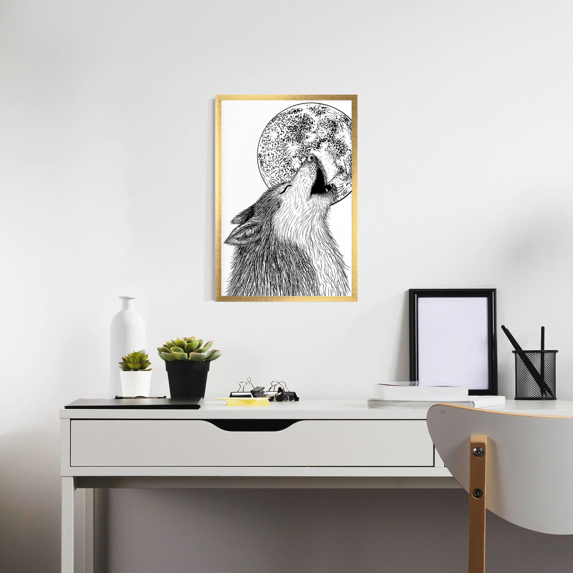 Рамкиран постер Pretty Moon Wolf mockup 7