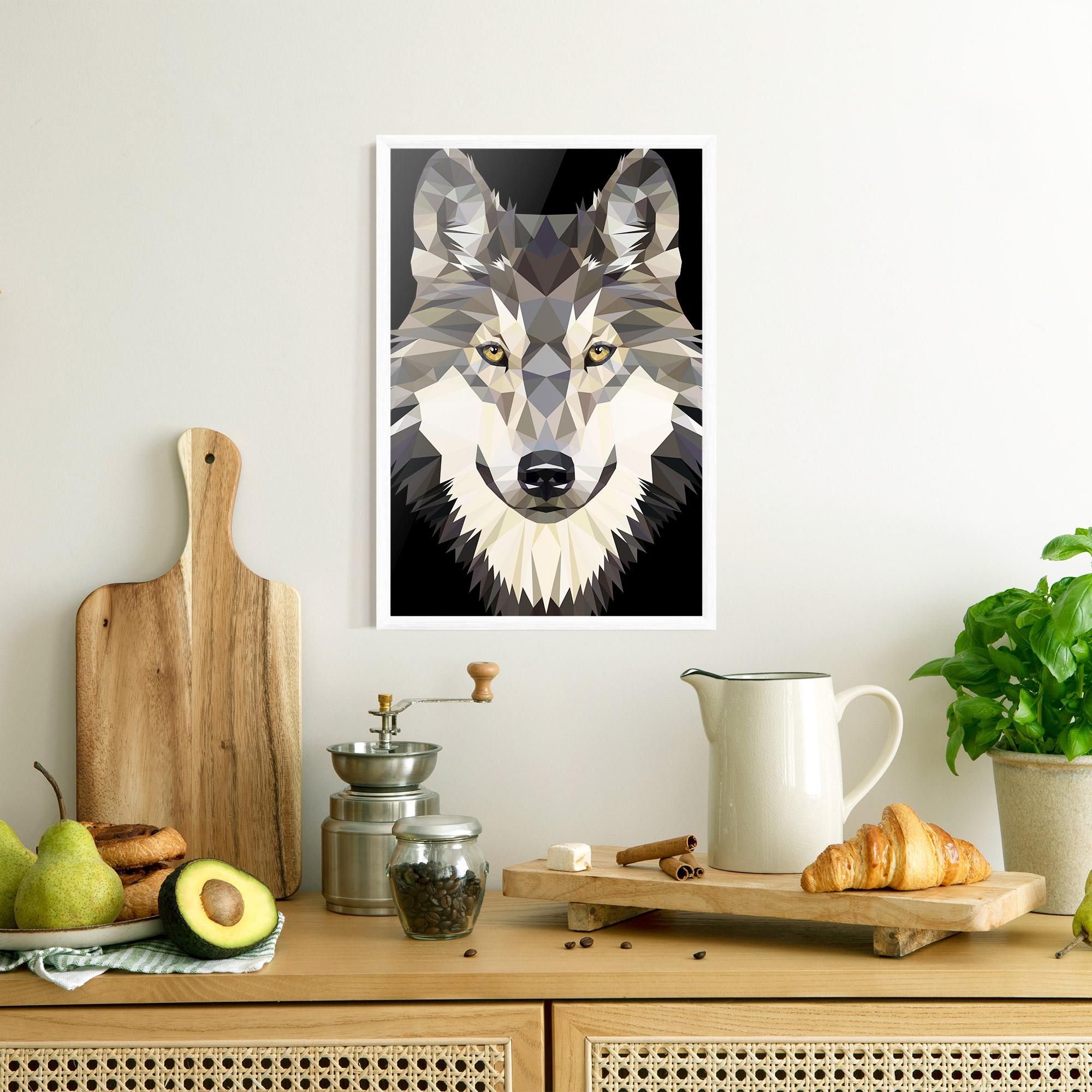 Рамкиран постер Pretty Wolf Head mockup 8