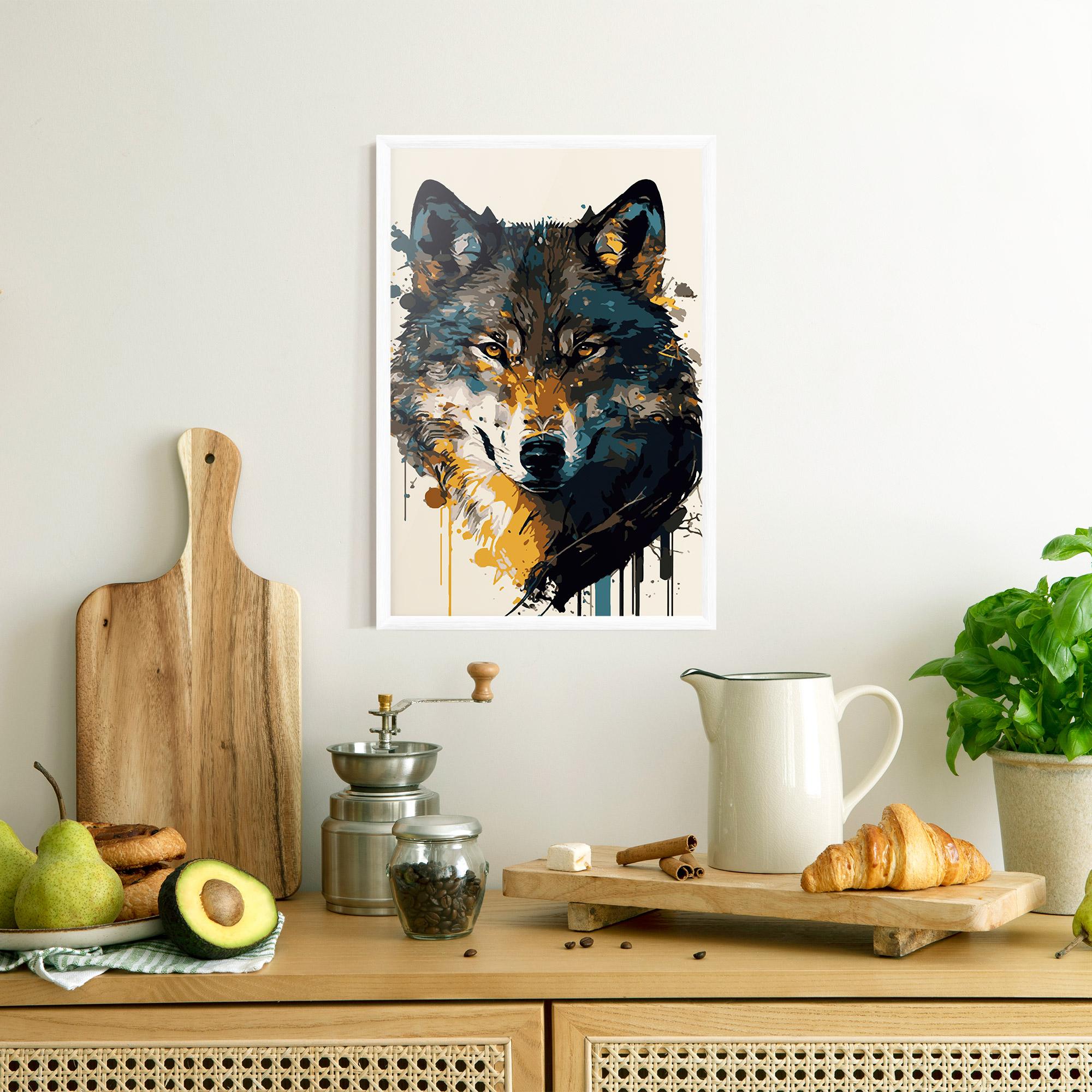 Рамкиран постер Wolf Head Art mockup 8