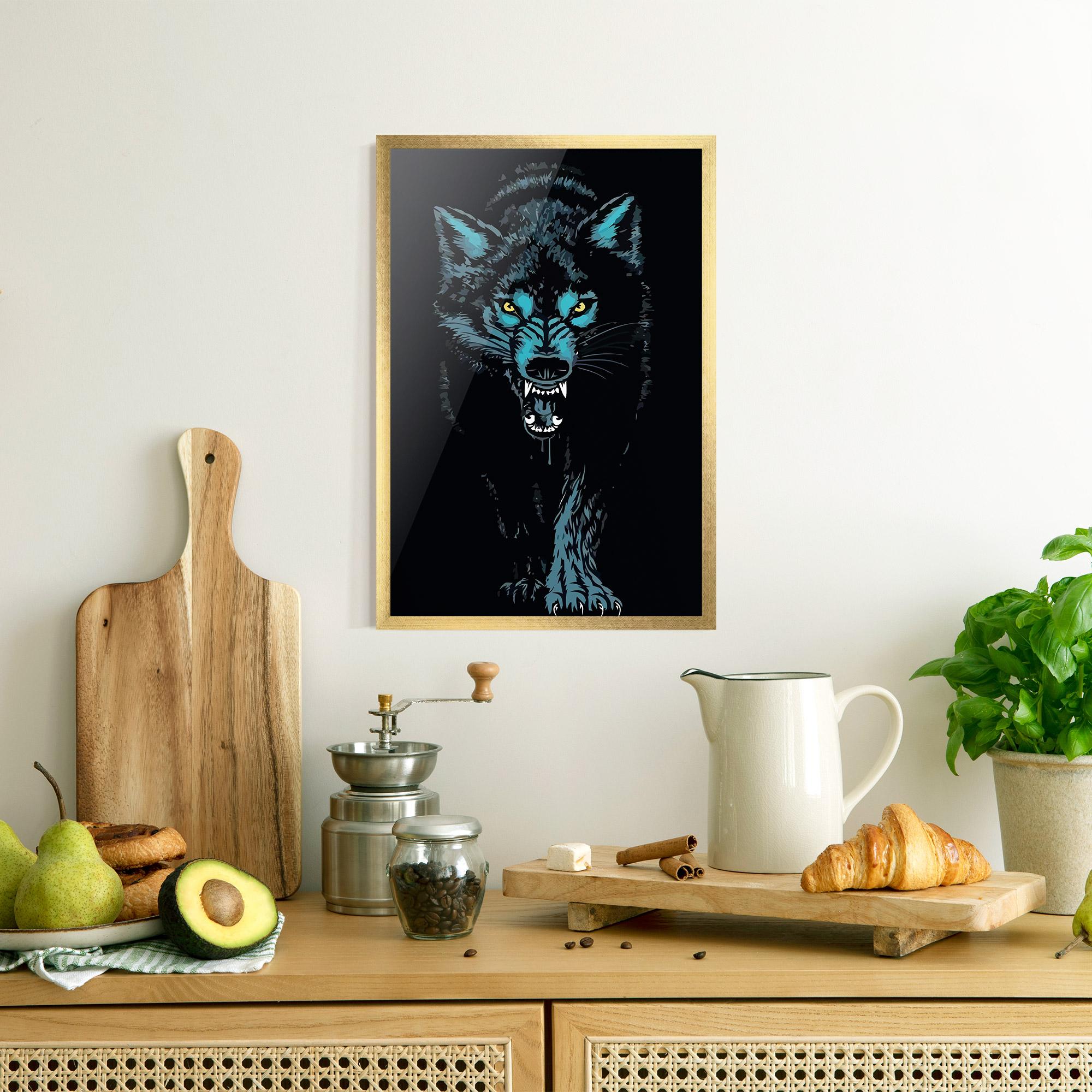 Рамкиран постер Blue Wolf mockup 8