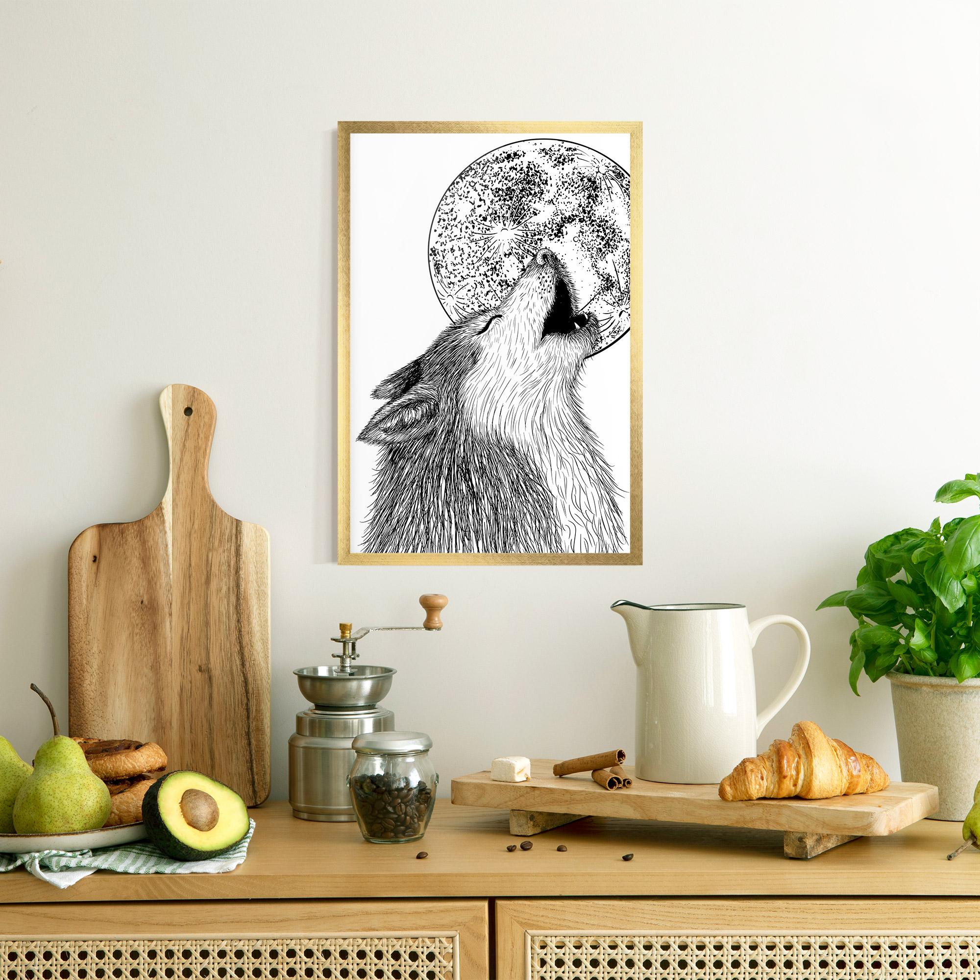 Рамкиран постер Pretty Moon Wolf mockup 8