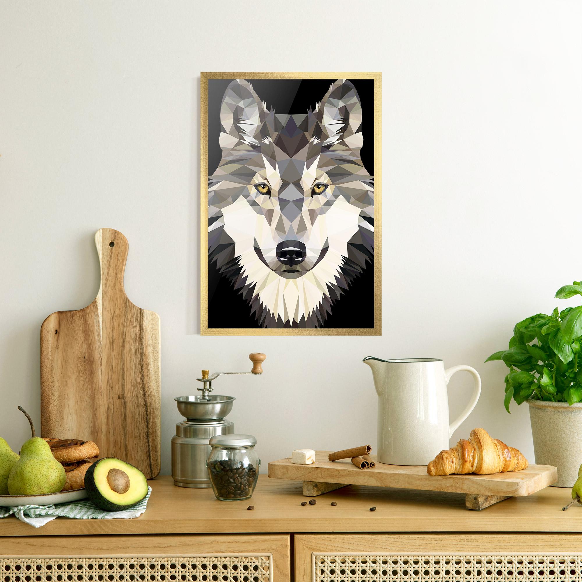 Рамкиран постер Pretty Wolf Head mockup 8