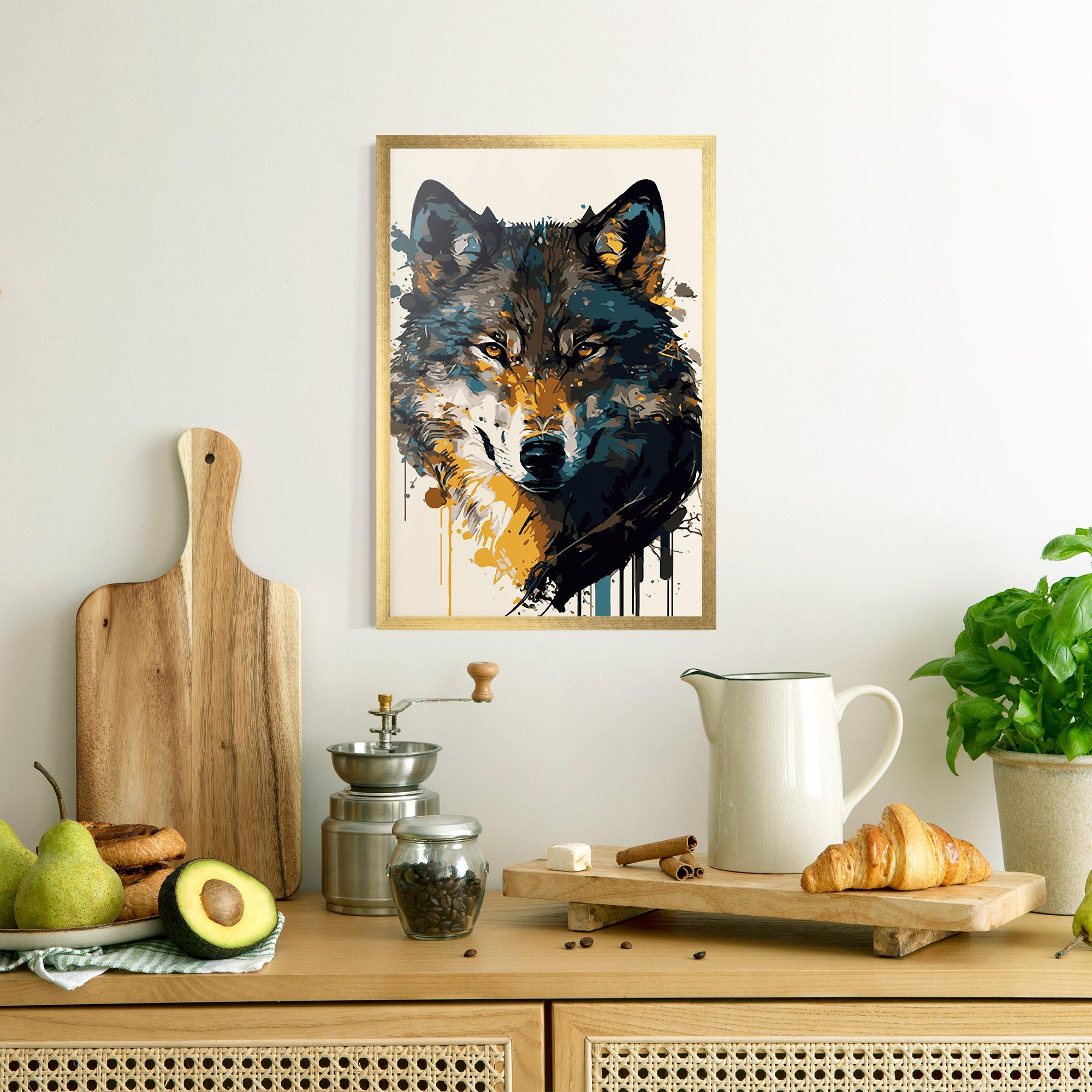 Рамкиран постер Wolf Head Art mockup 8