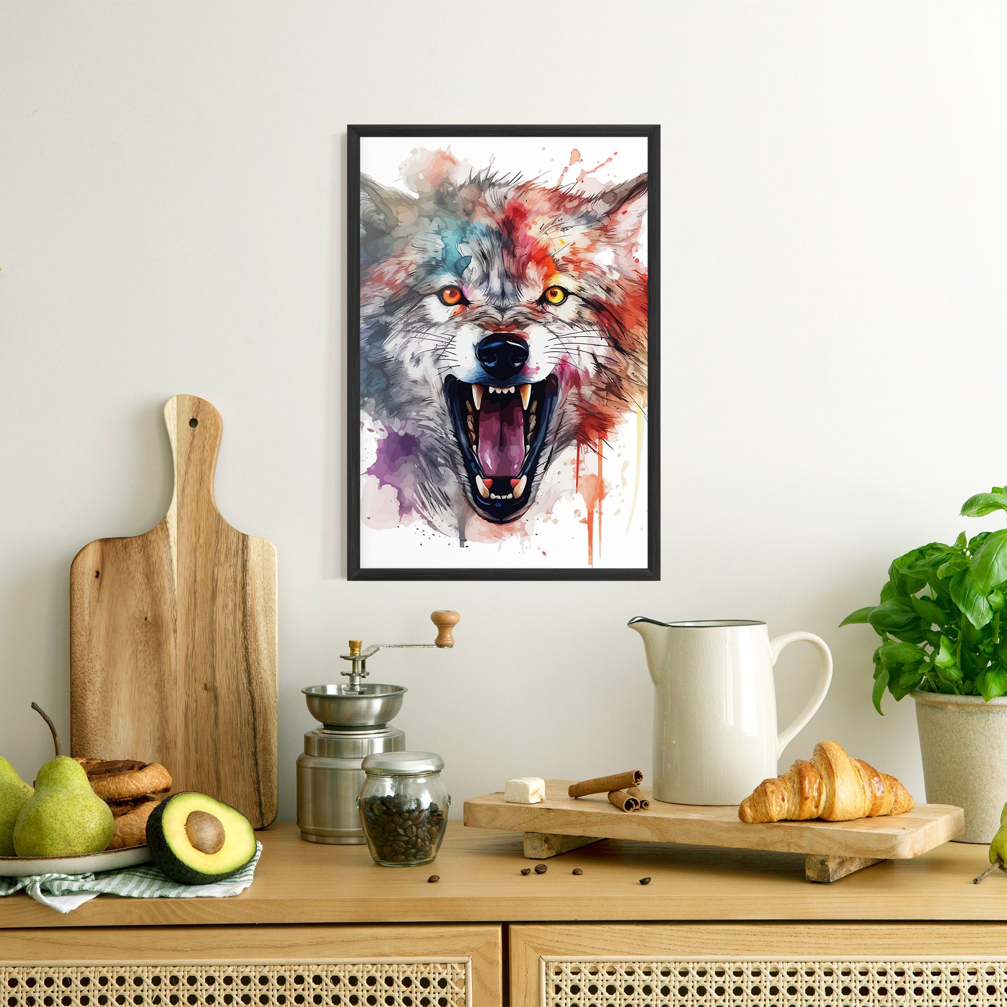 Watercolor Angry Wolf mockup 8