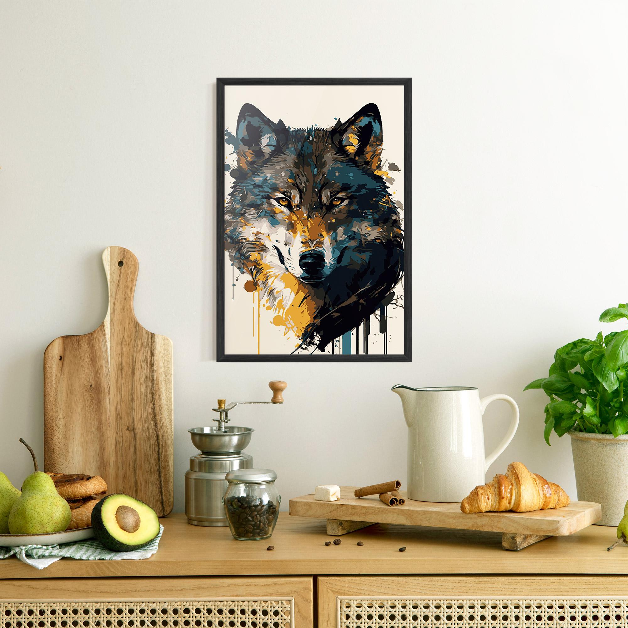 Рамкиран постер Wolf Head Art mockup 8