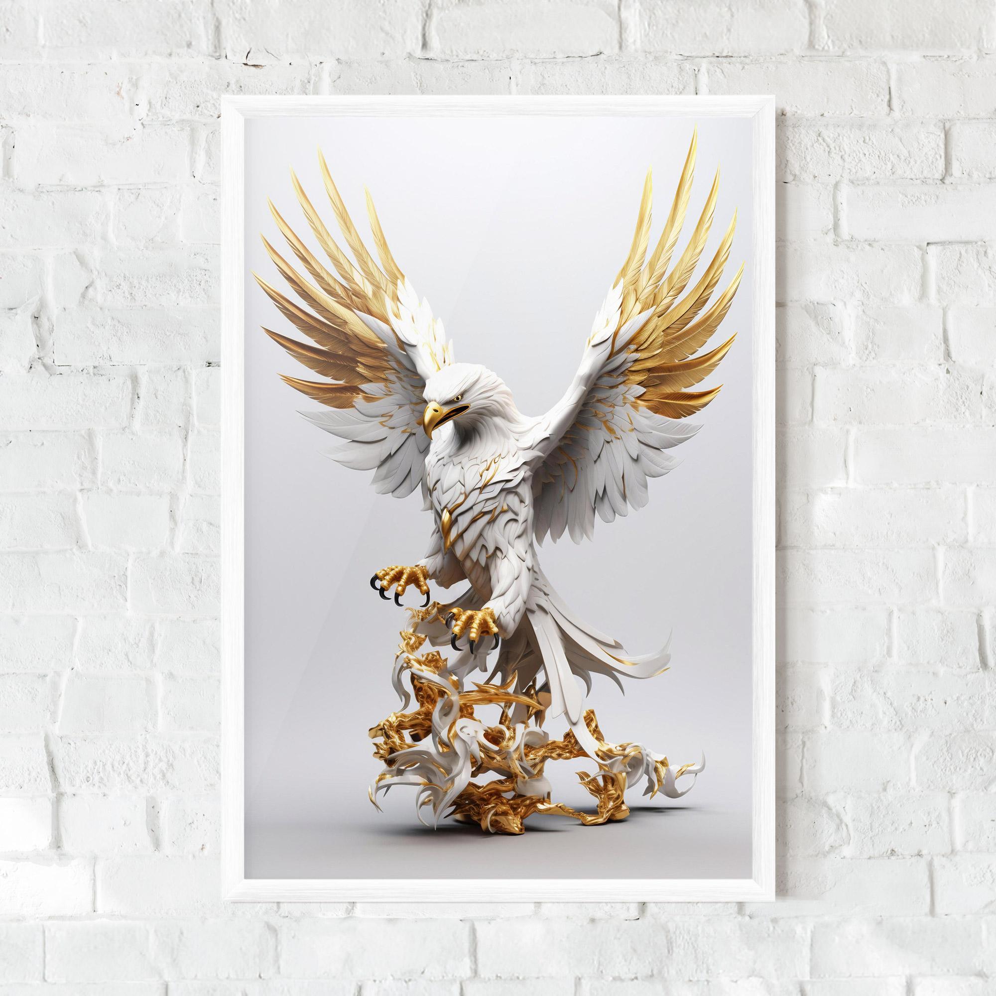 Рамкиран постер Gold 3d Eagle mockup 0