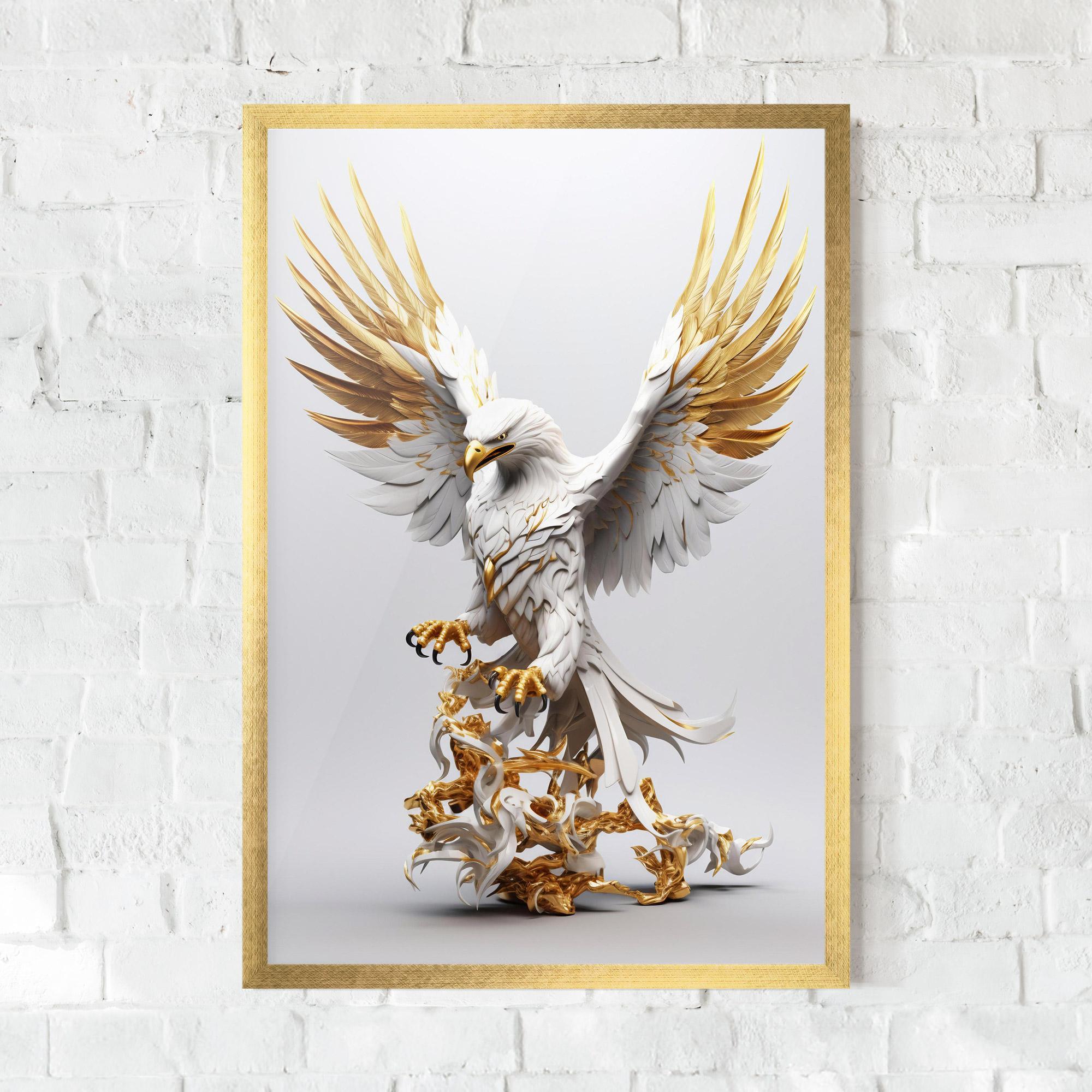 Рамкиран постер Gold 3d Eagle mockup 0