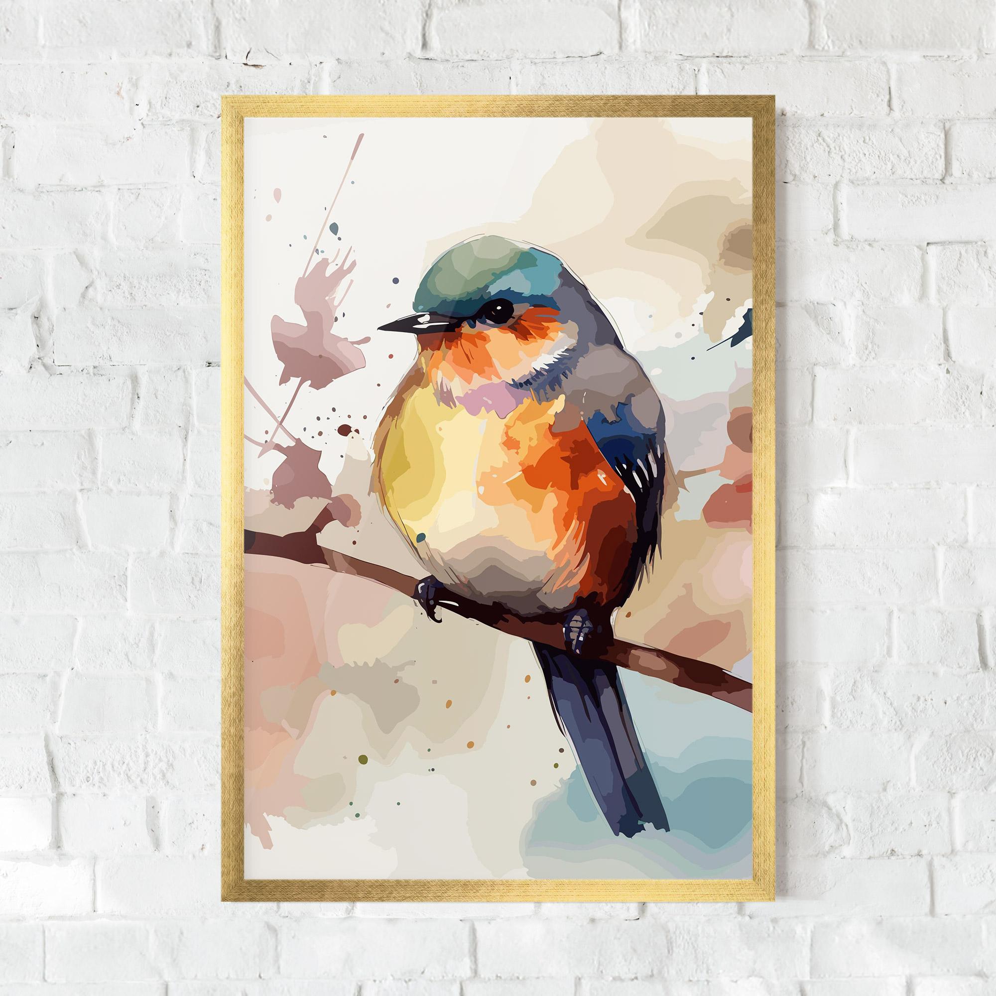 Рамкиран постер Orange Purple Bird mockup 0