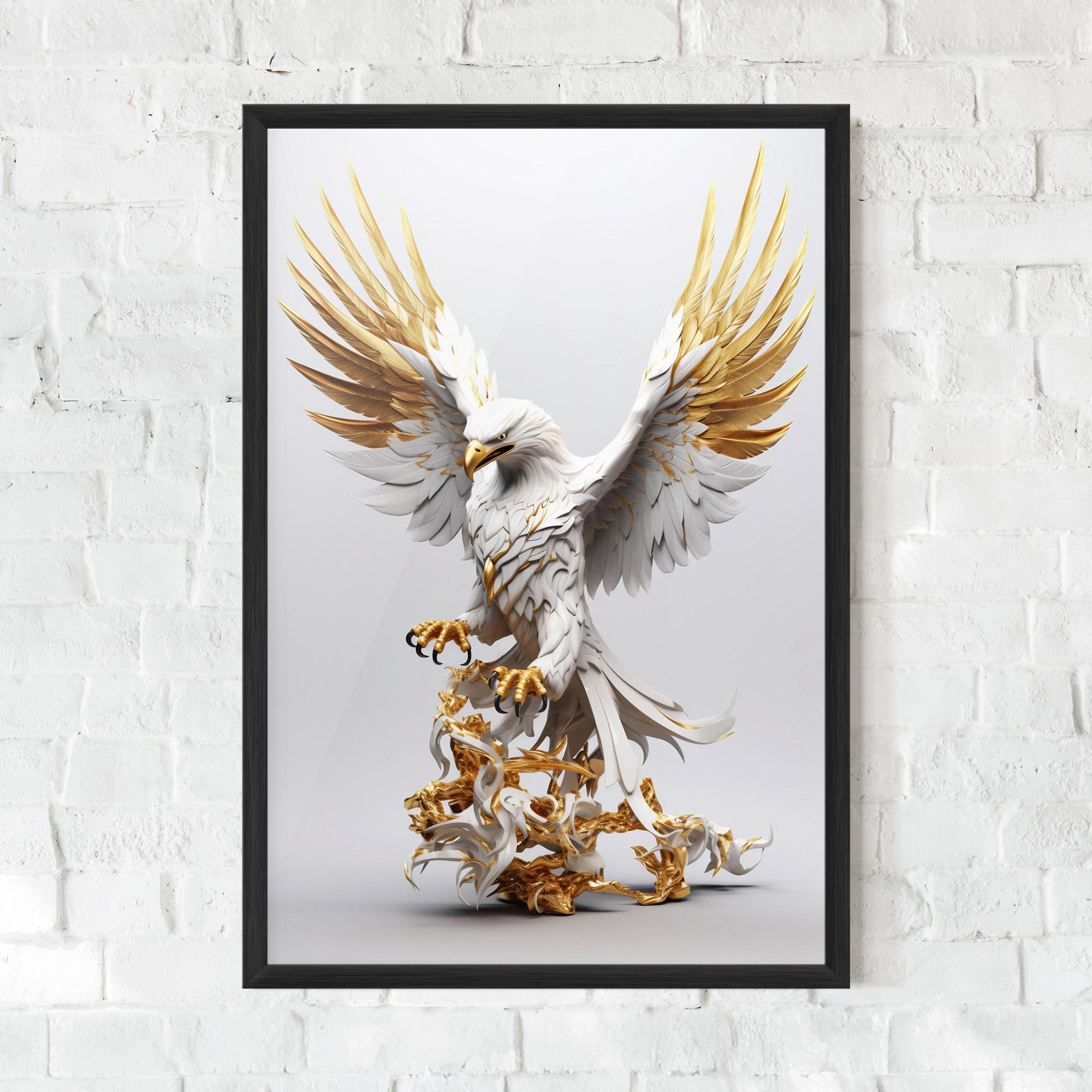 Рамкиран постер Gold 3d Eagle mockup 0