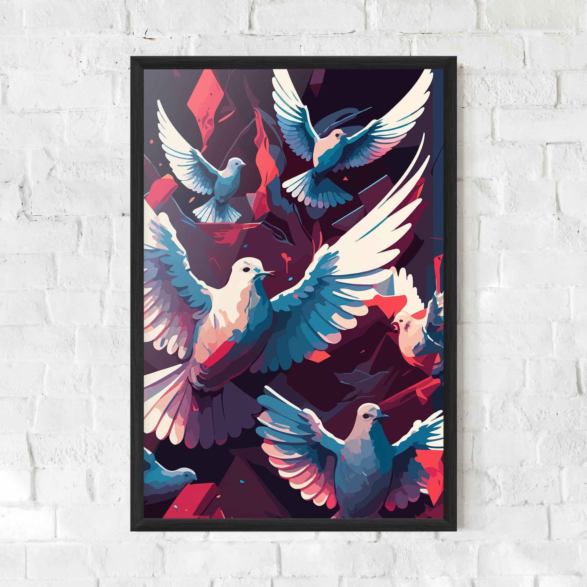 Рамкиран постер Pretty Dove Family mockup 0