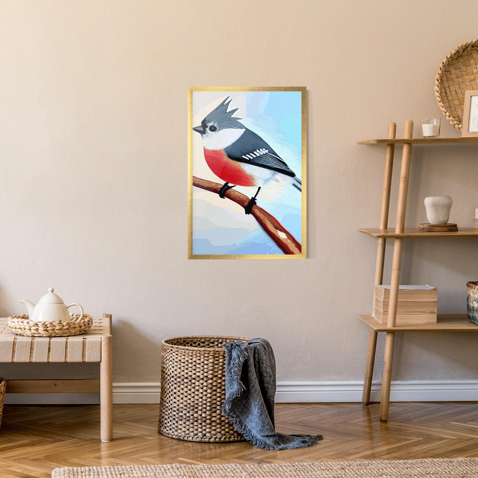 Рамкиран постер Blue Bird Painting mockup 9