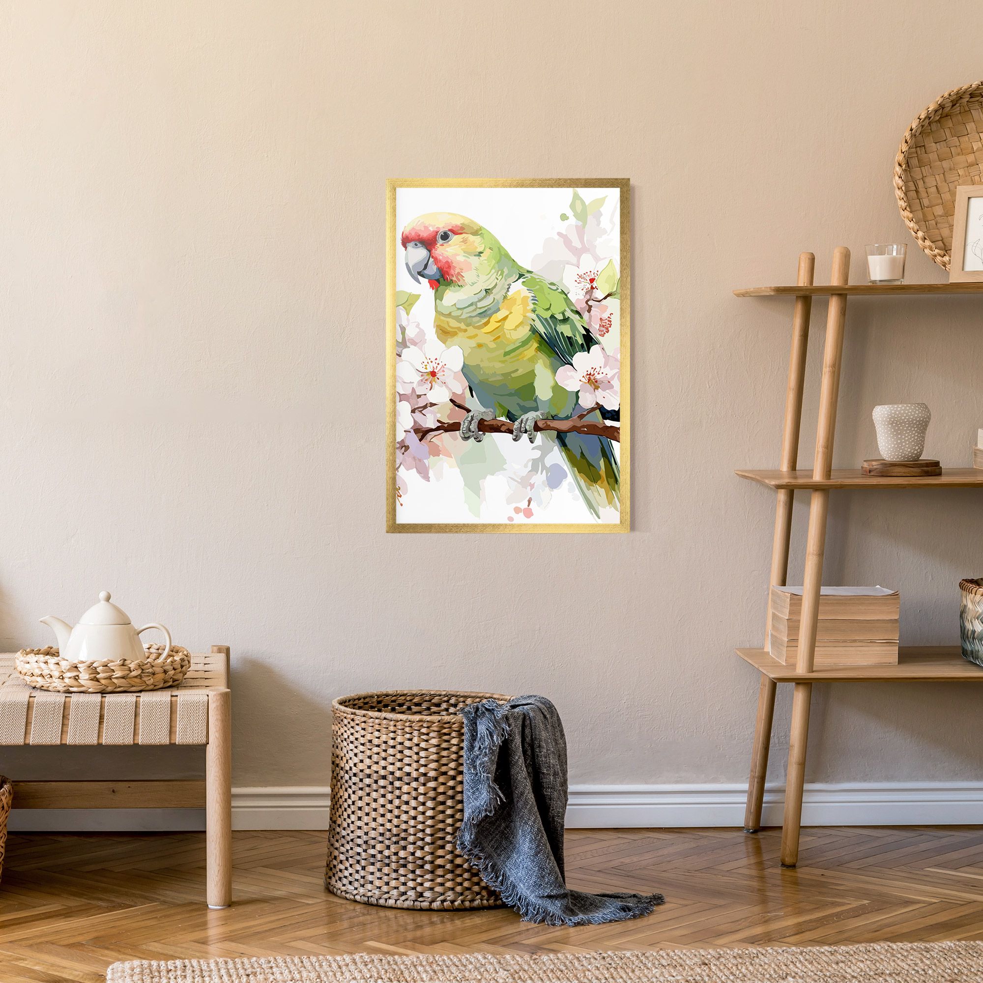 Cute Green Parrot mockup 9