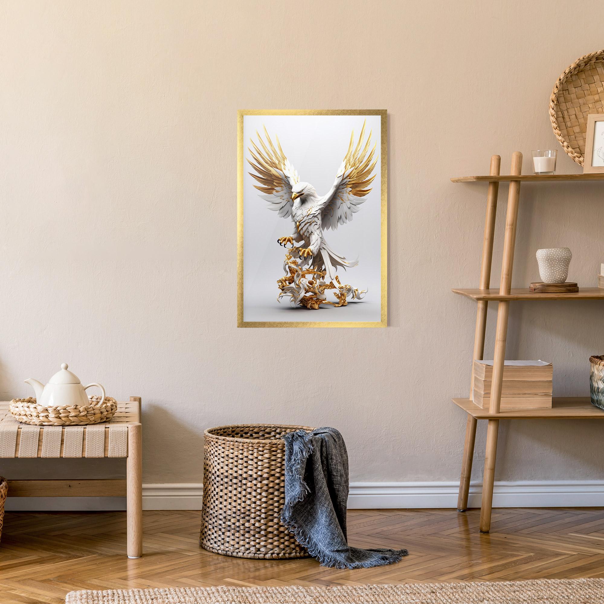 Рамкиран постер Gold 3d Eagle mockup 9