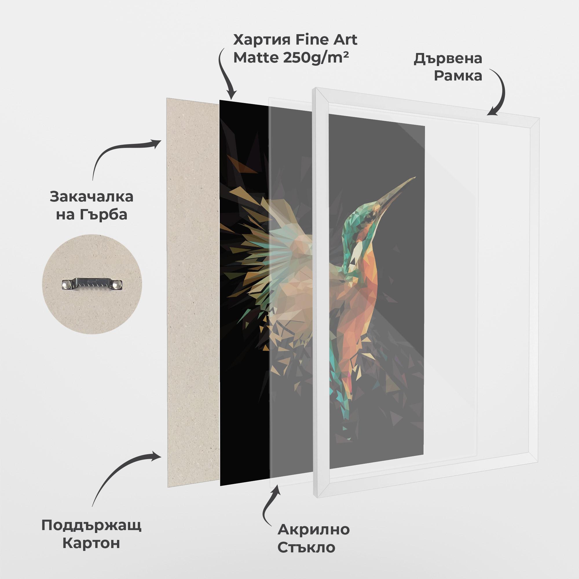 Рамкиран постер Hummingbird Splash mockup 1