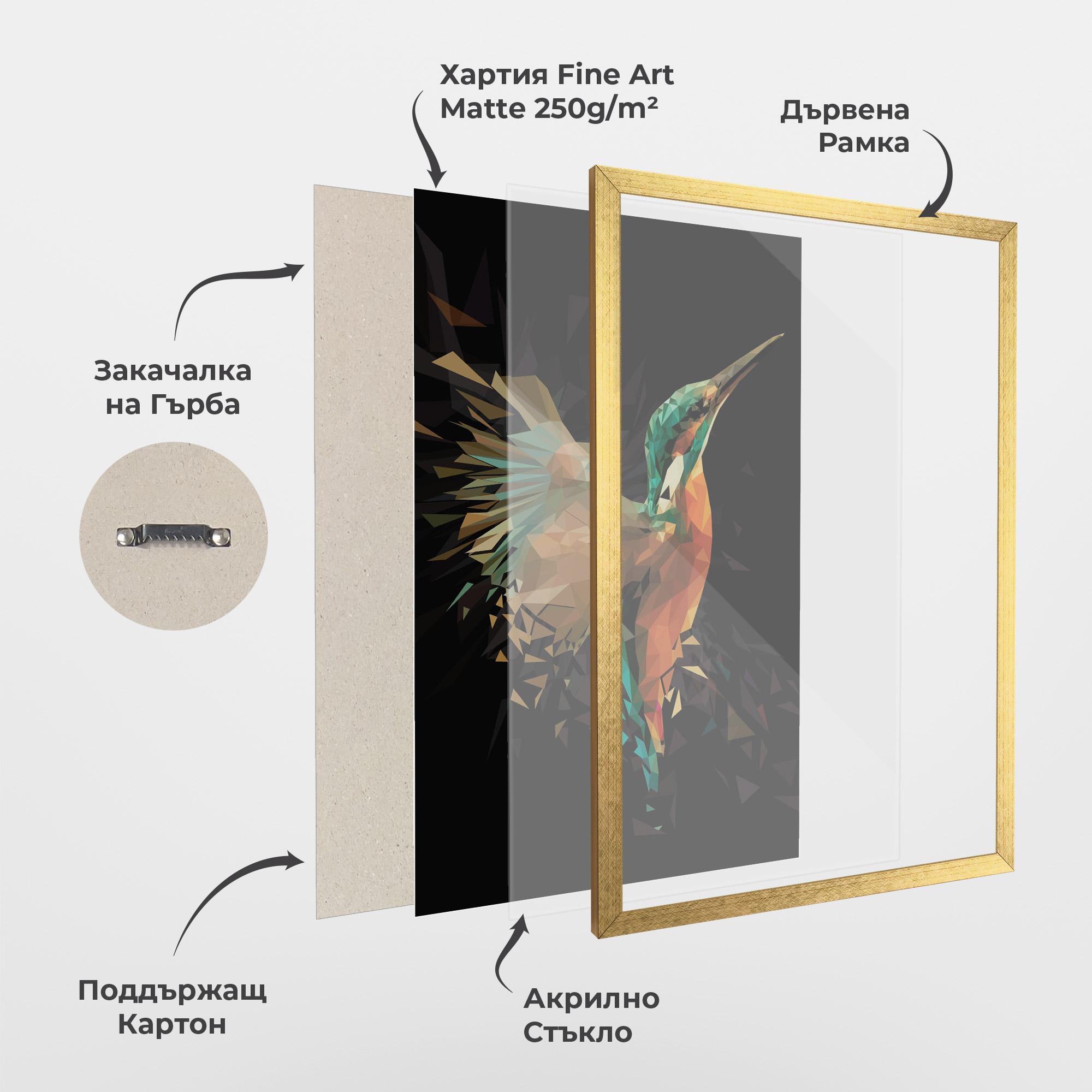 Рамкиран постер Hummingbird Splash mockup 1