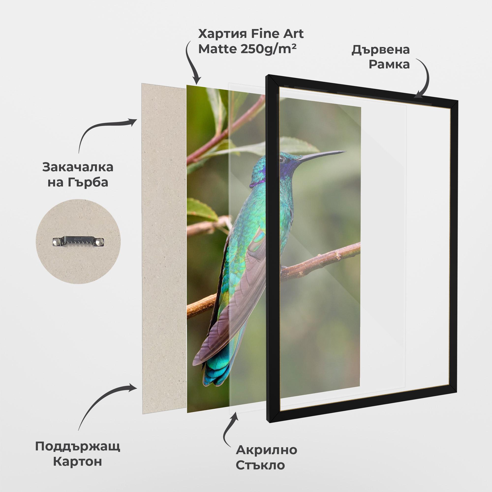 Рамкиран постер Green Bird mockup 1