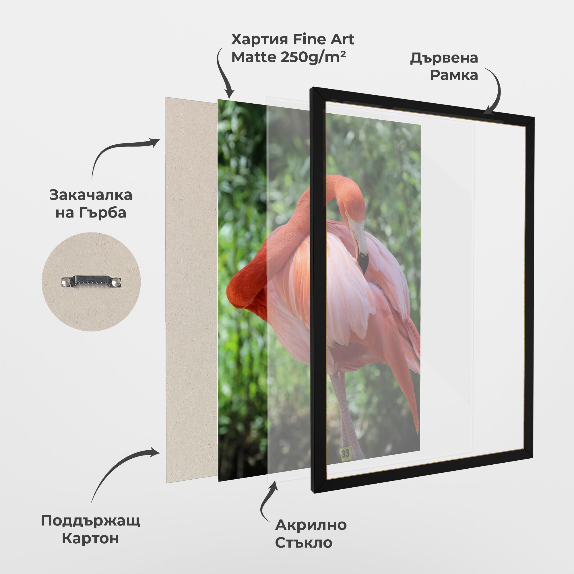 Рамкиран постер Red Flamingo mockup 1