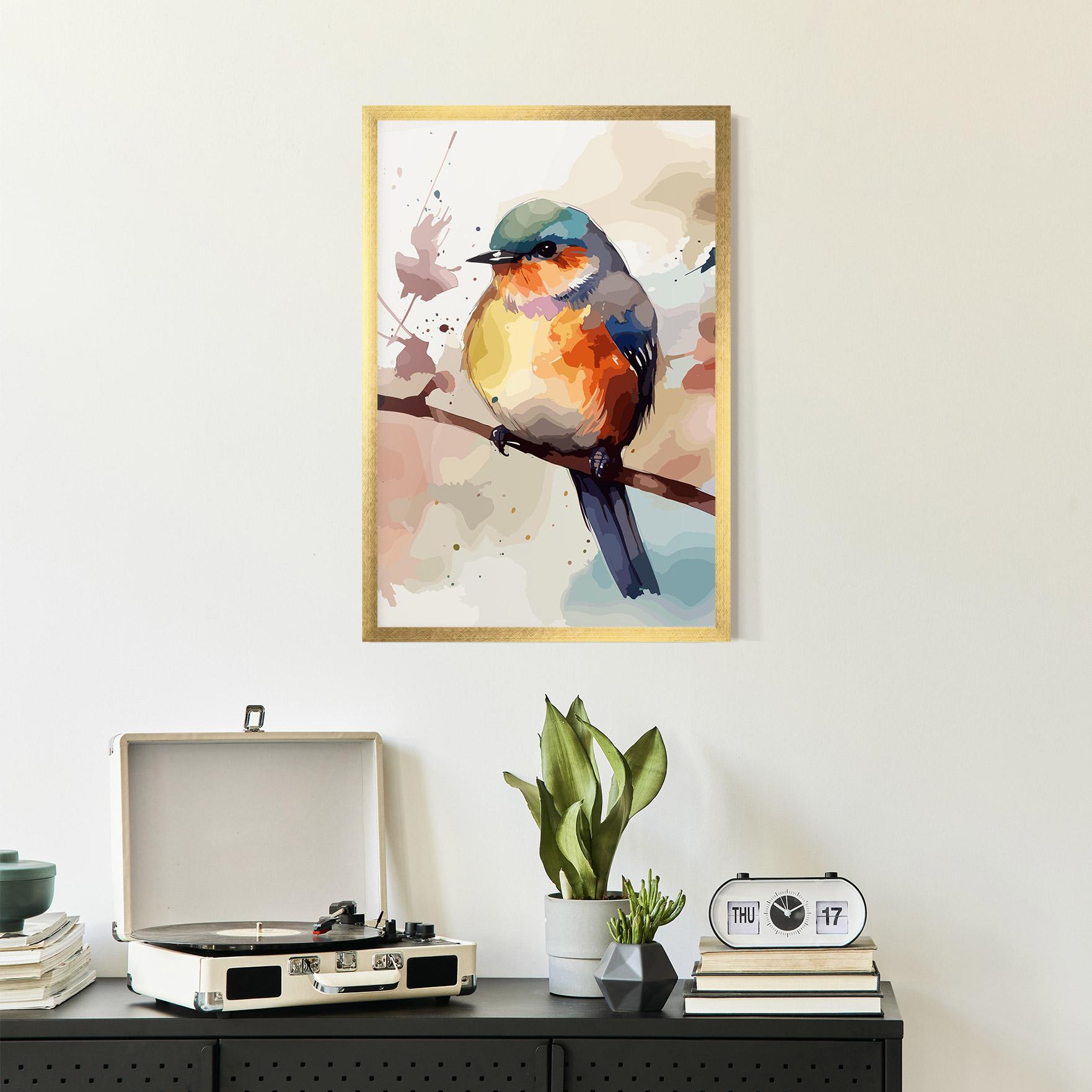 Рамкиран постер Orange Purple Bird mockup 2