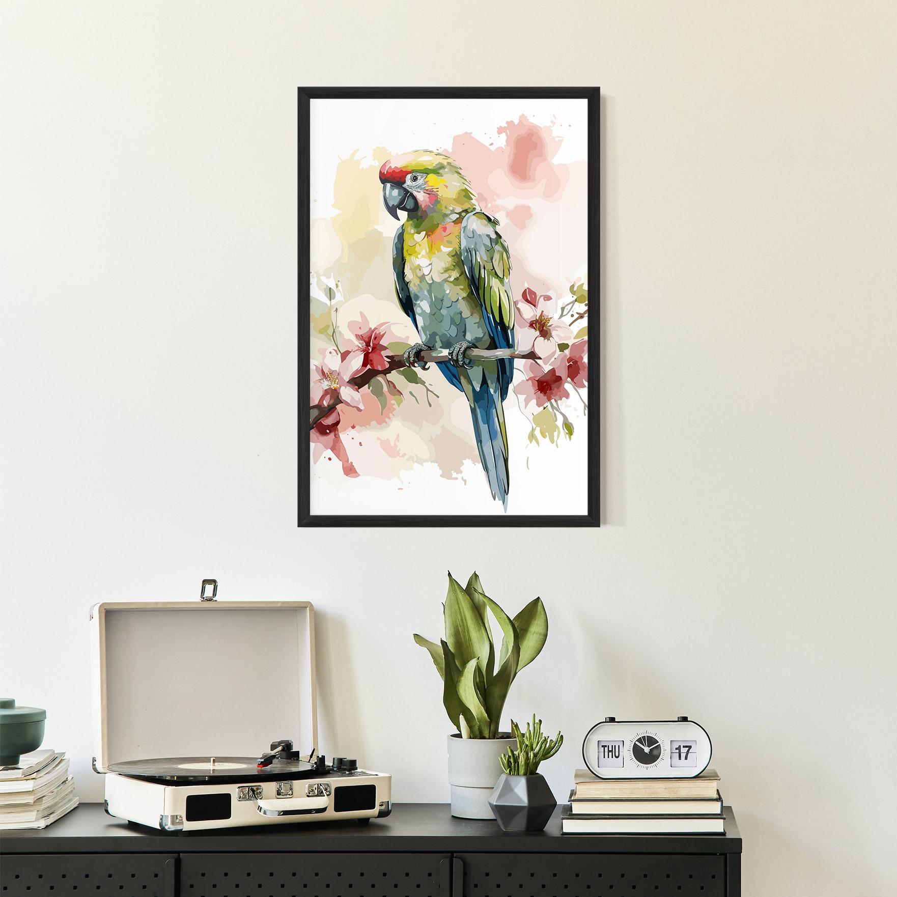 Рамкиран постер Beautiful Parrot mockup 2