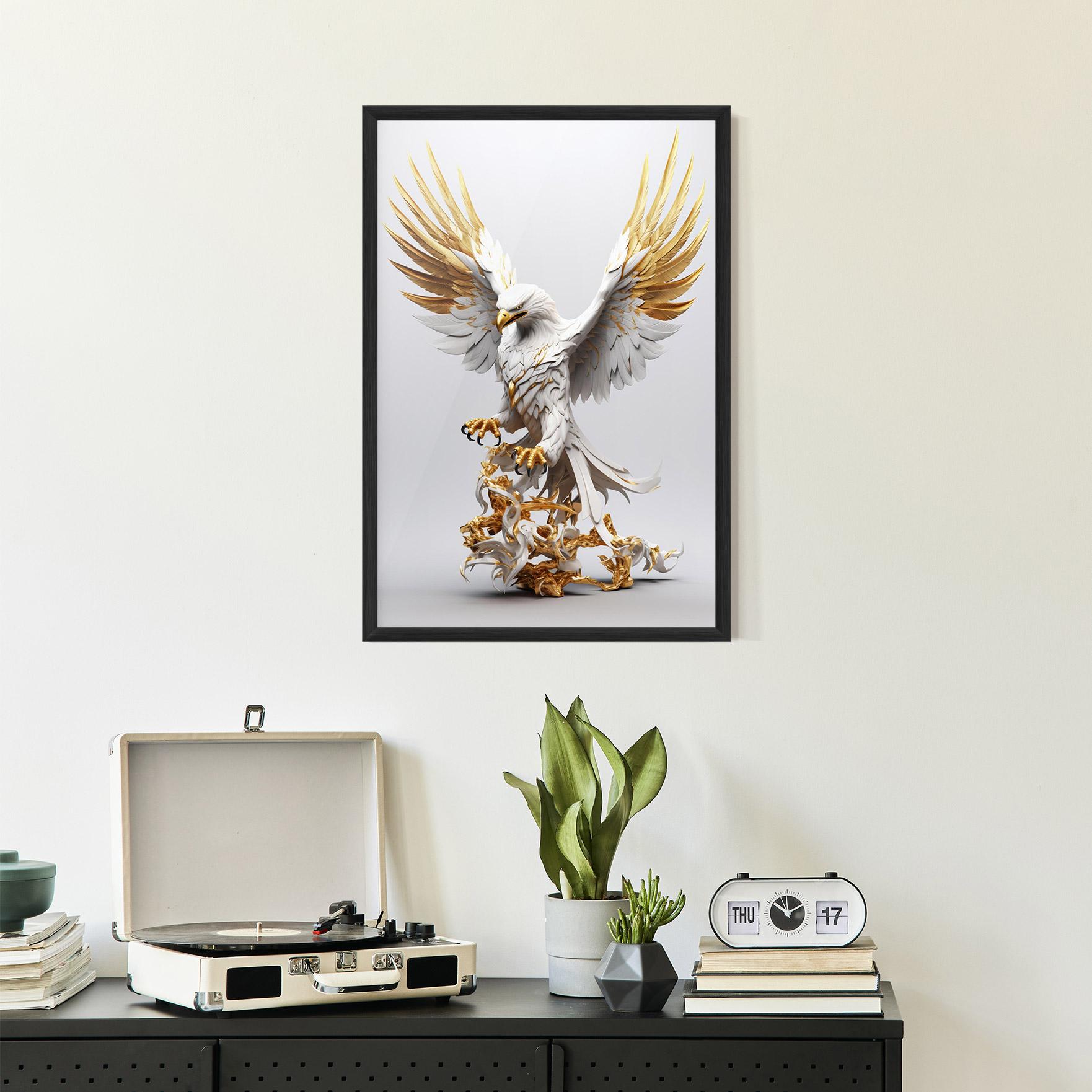 Рамкиран постер Gold 3d Eagle mockup 2