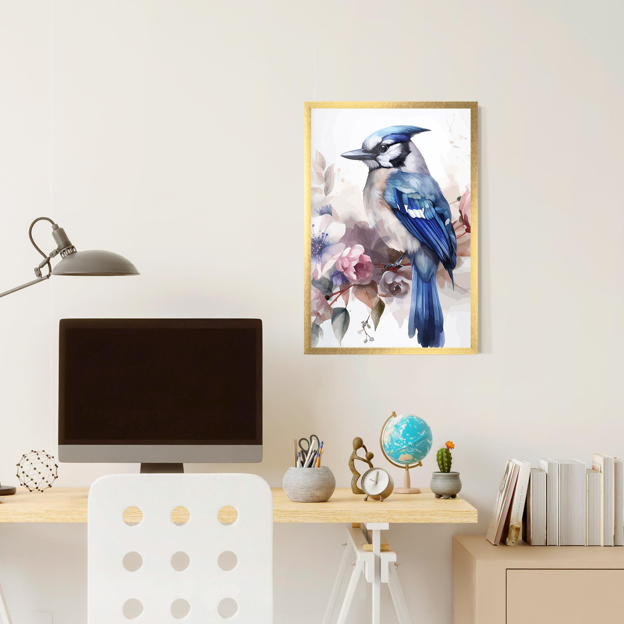 Рамкиран постер Bird Pretty Blue mockup 6