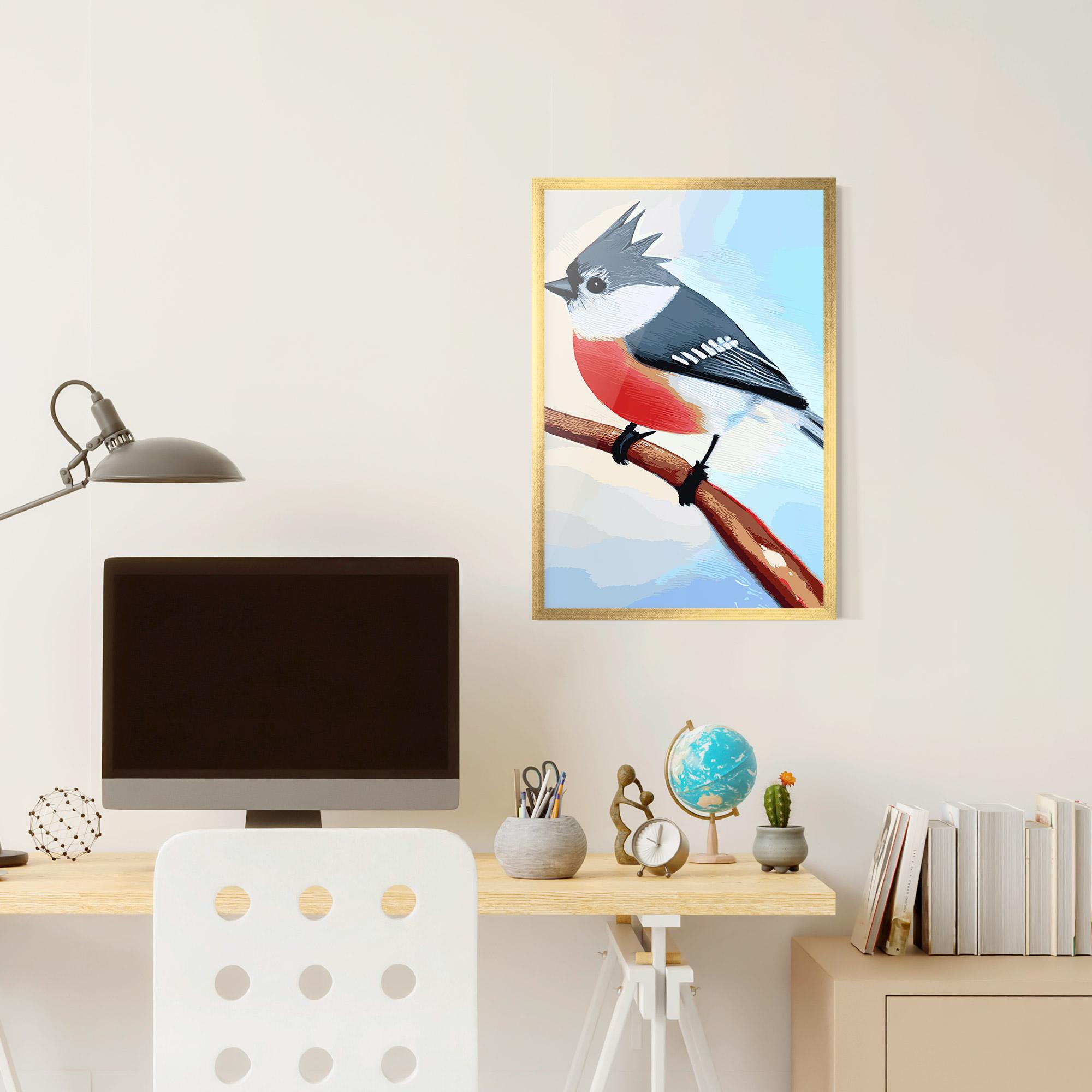 Рамкиран постер Blue Bird Painting mockup 6