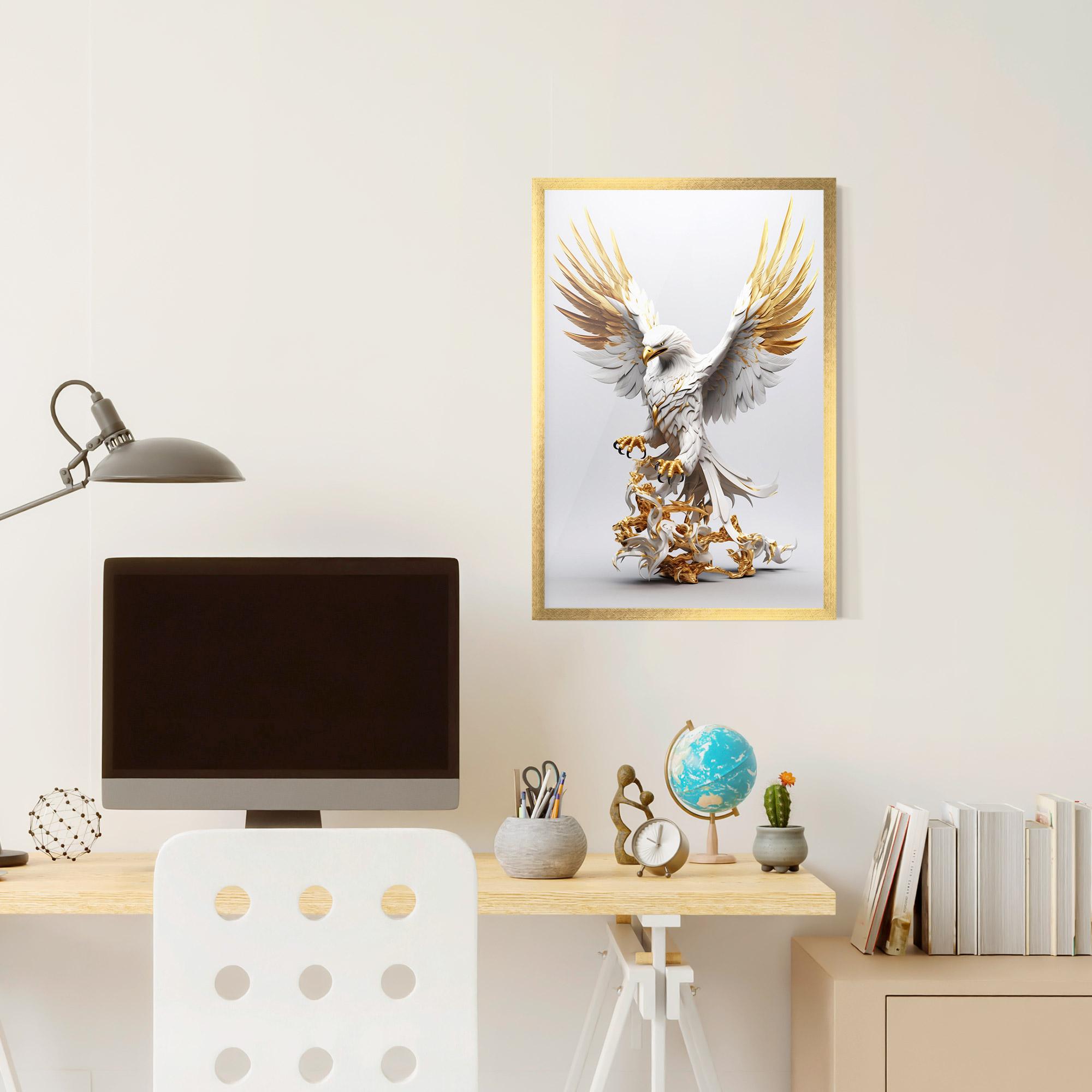 Рамкиран постер Gold 3d Eagle mockup 6