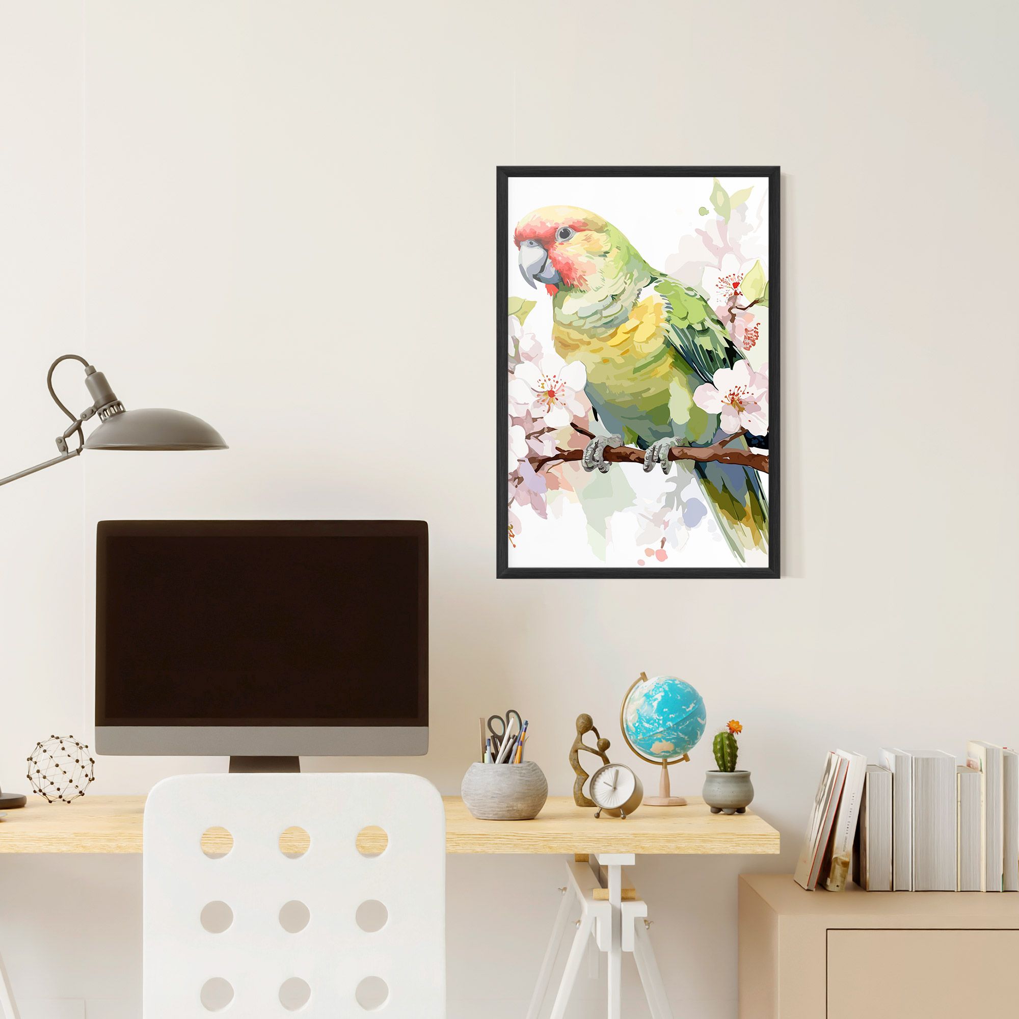 Cute Green Parrot mockup 6