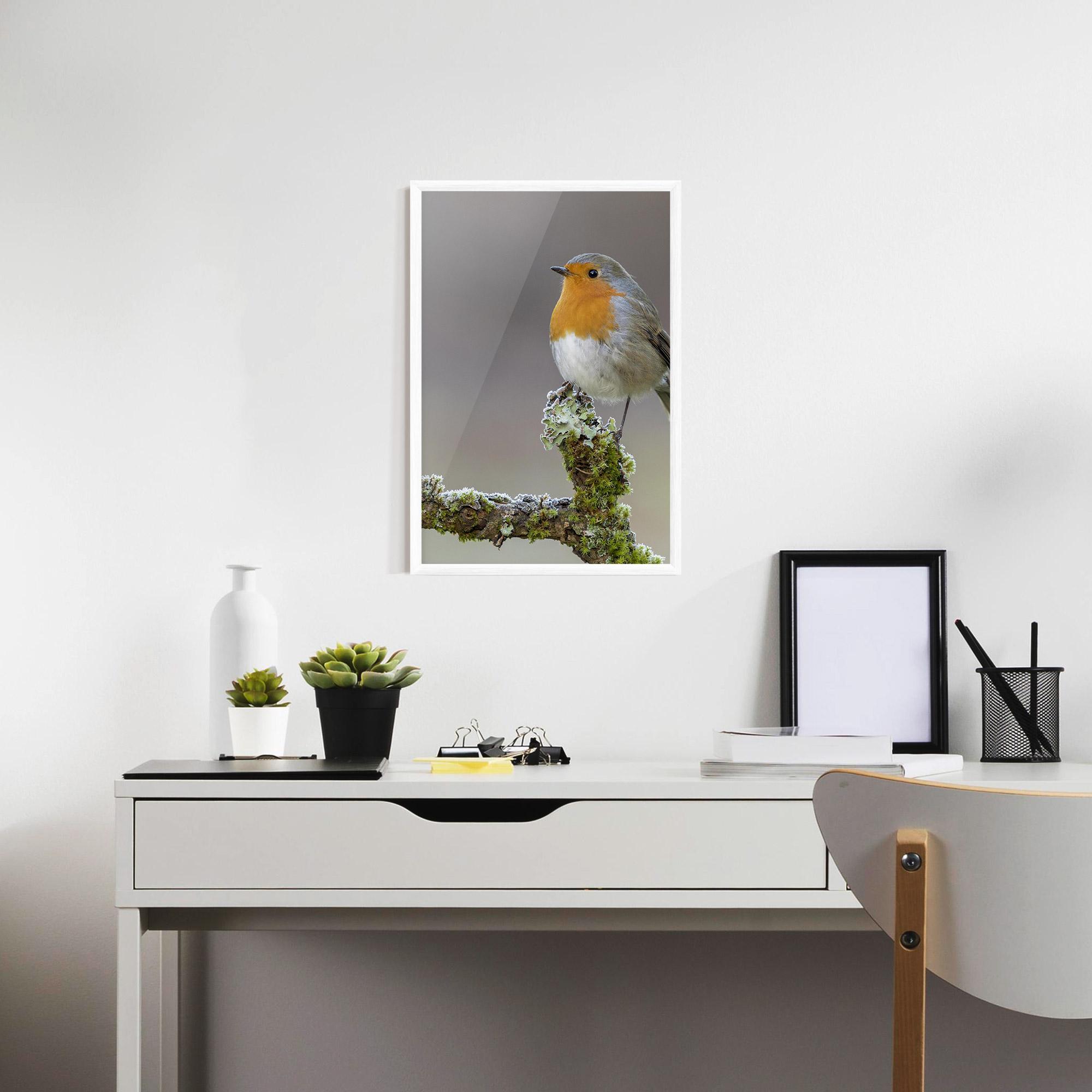 Рамкиран постер Erithacus Bird mockup 7
