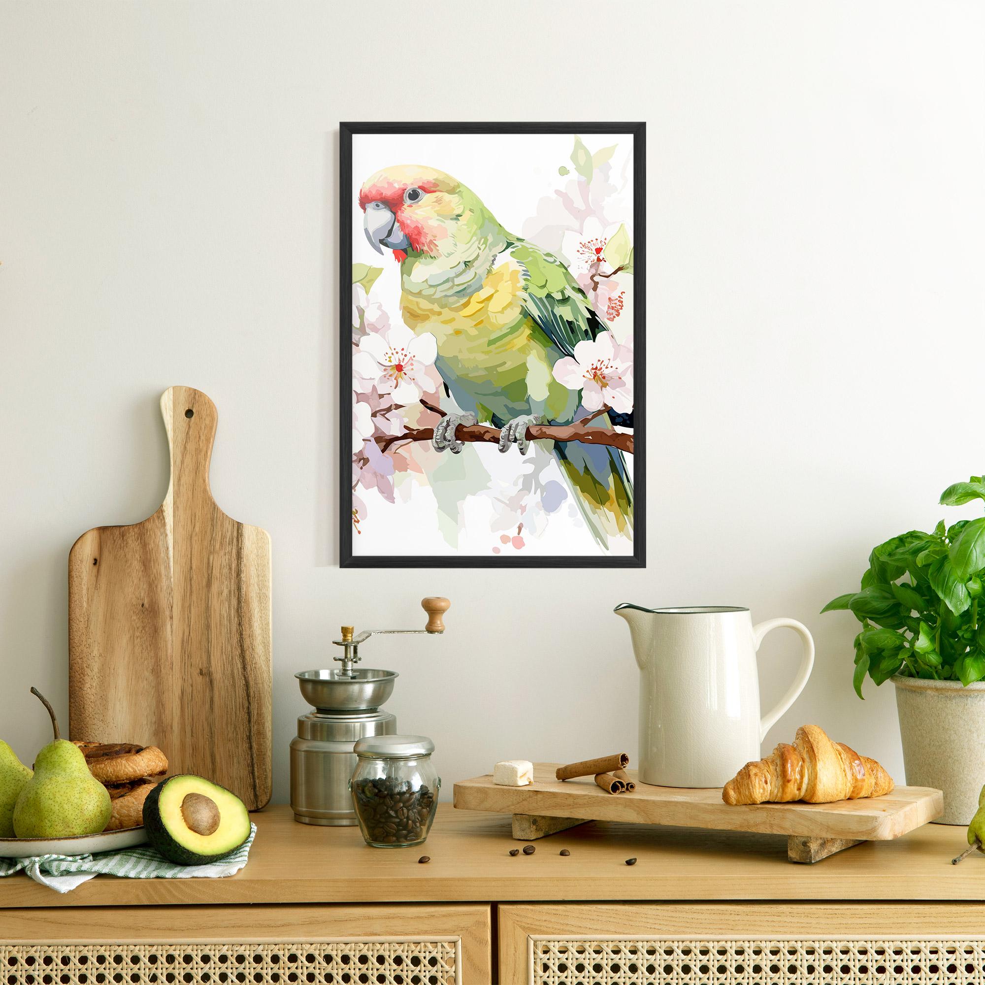 Рамкиран постер Cute Green Parrot mockup 8