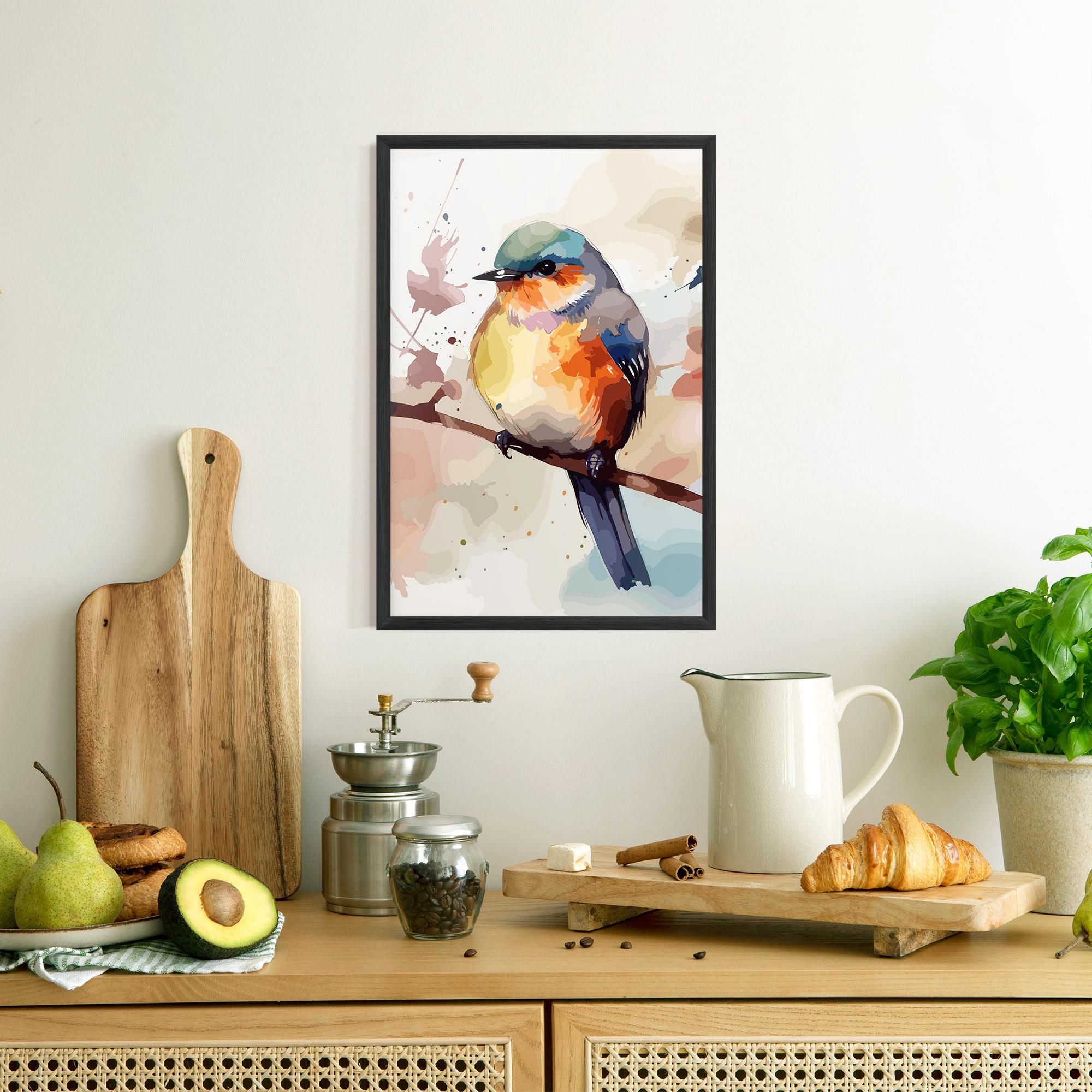 Рамкиран постер Orange Purple Bird mockup 8