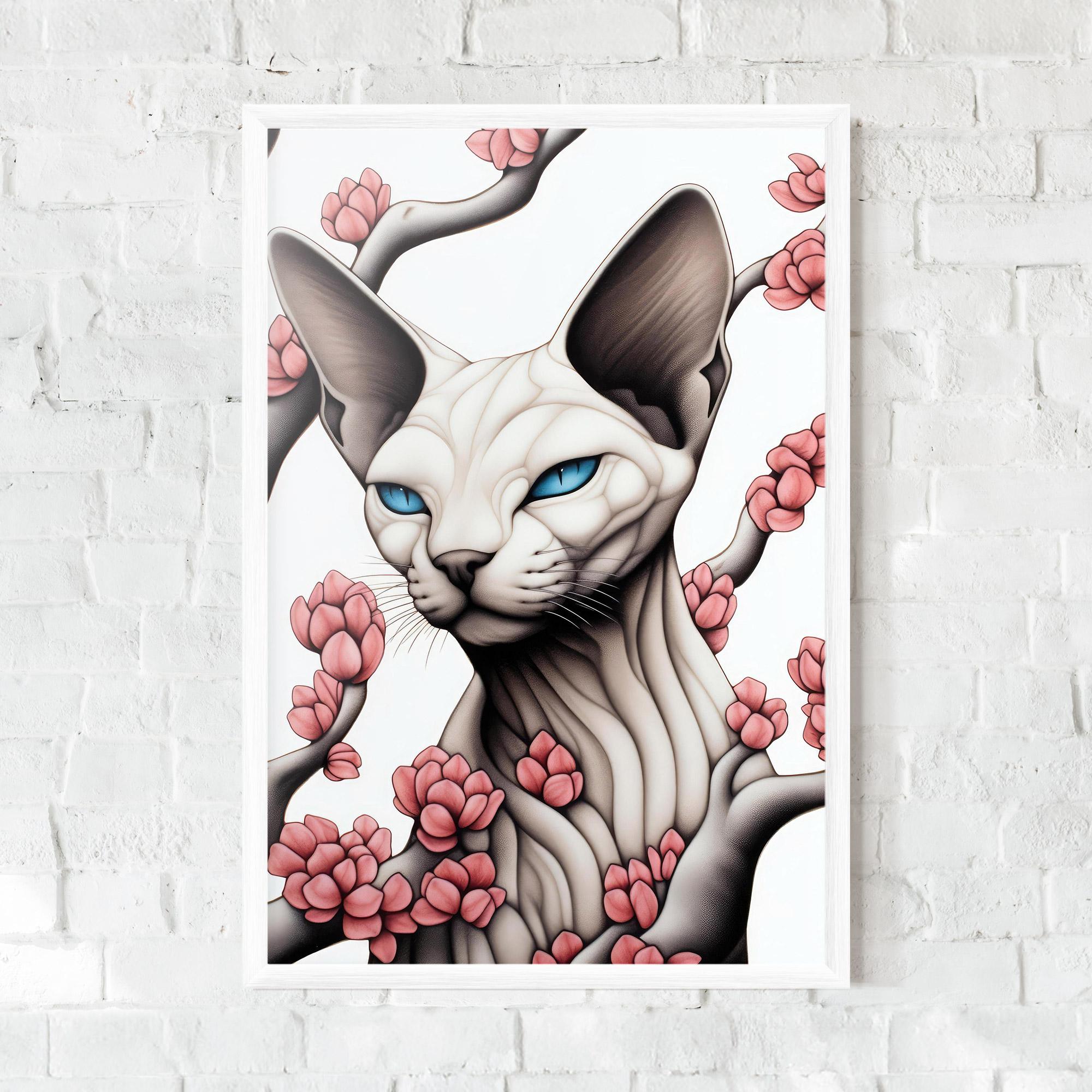 Рамкиран постер Blue Eyes Cat Drawing mockup 0